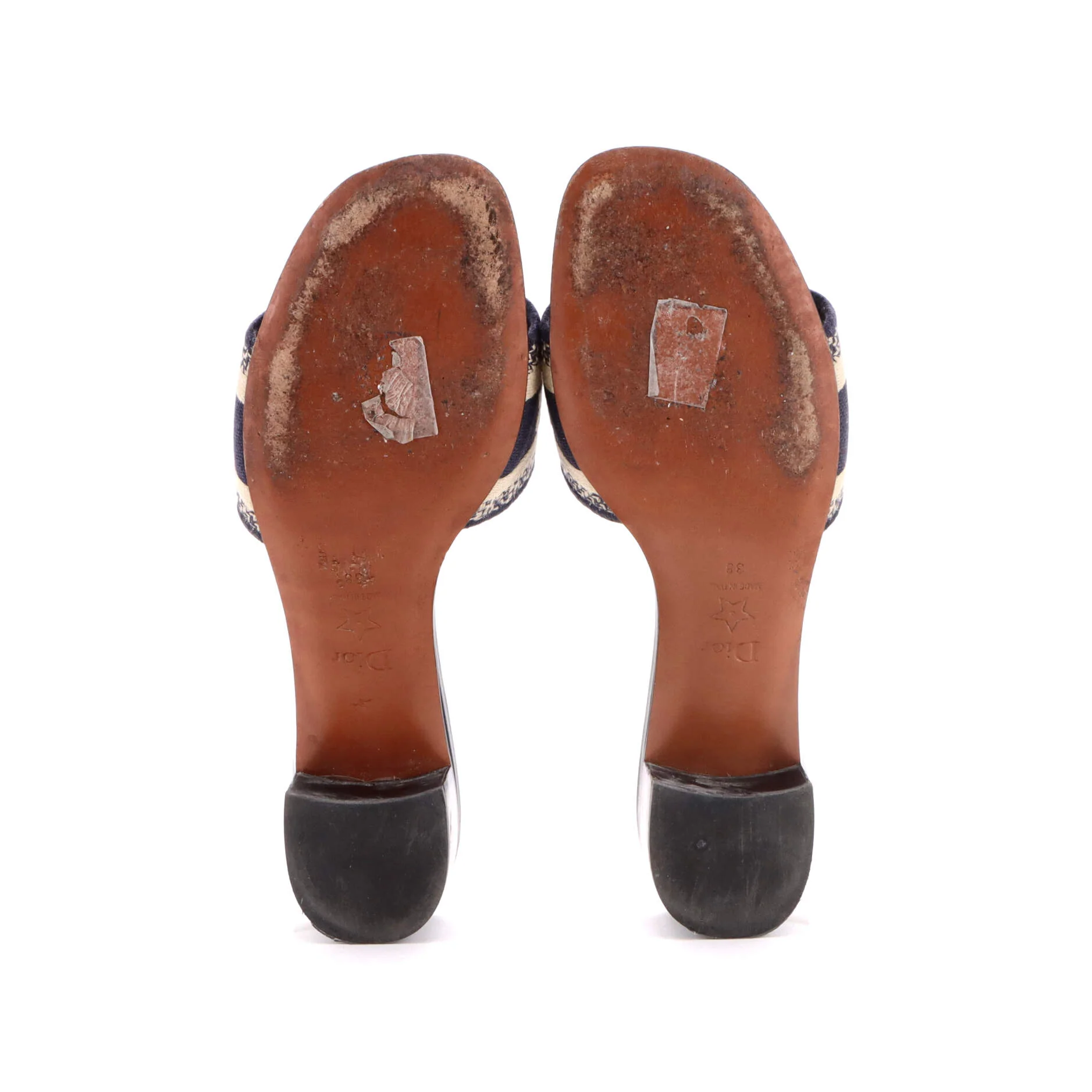 Women's Dway Block Heeled Sandals Embroidered Canvas - Image 4