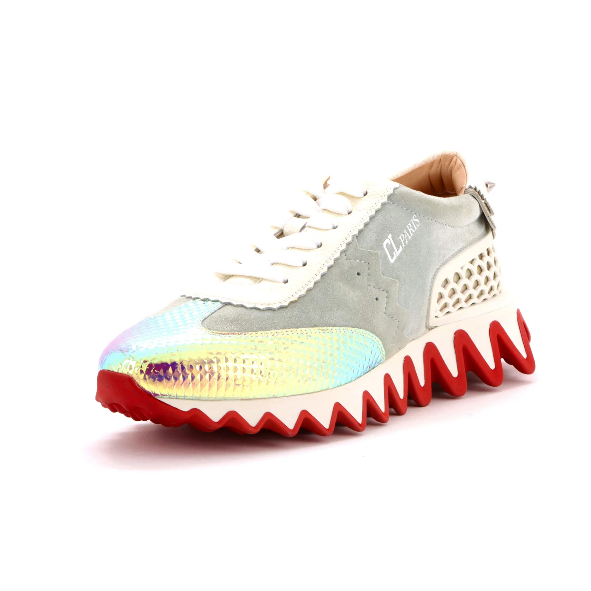 Loubishark Sneakers Suede with Iridescent Leather