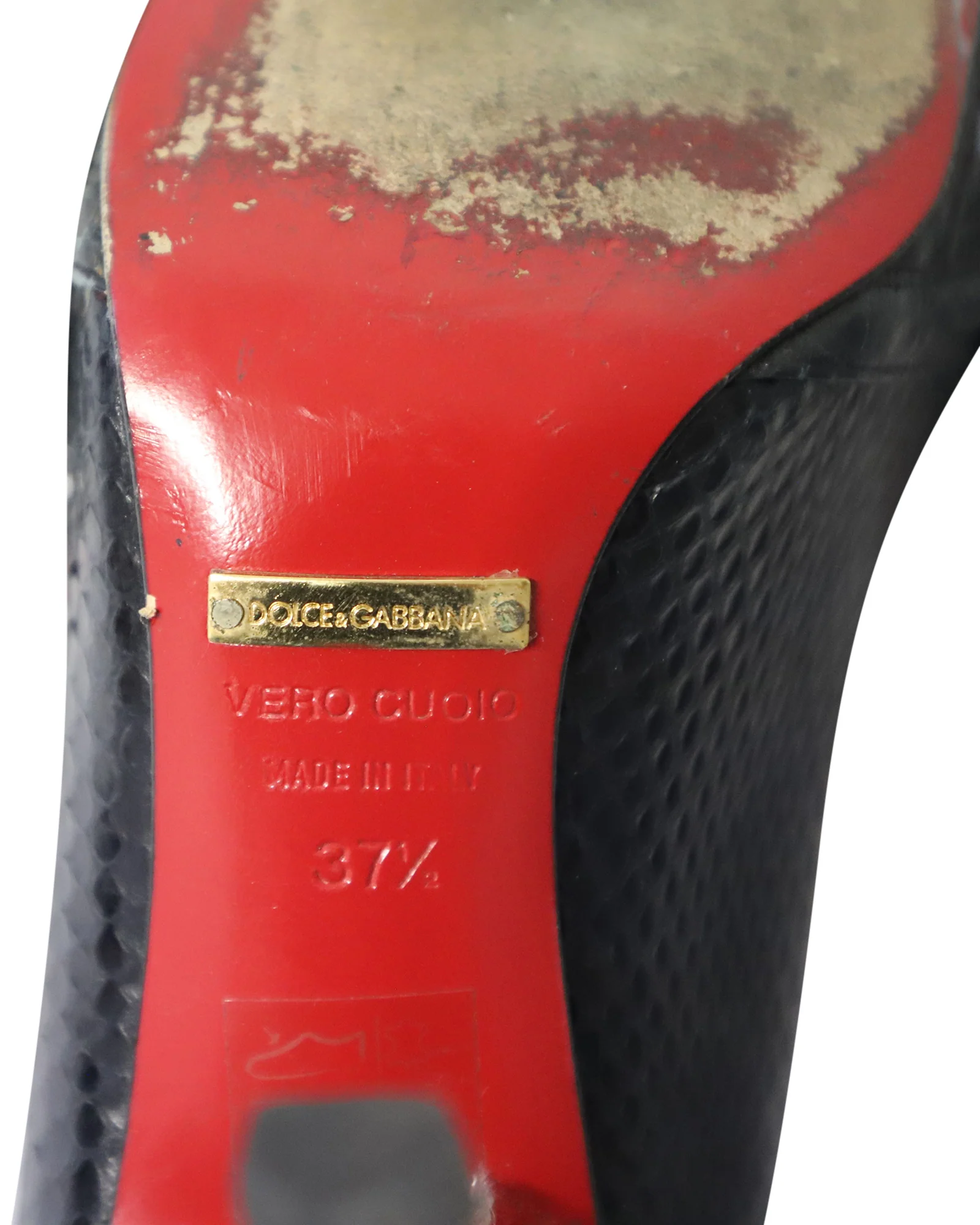 Women's Dolce & Gabbana Snakeskin Embossed Pumps in Black Leather - Image 8