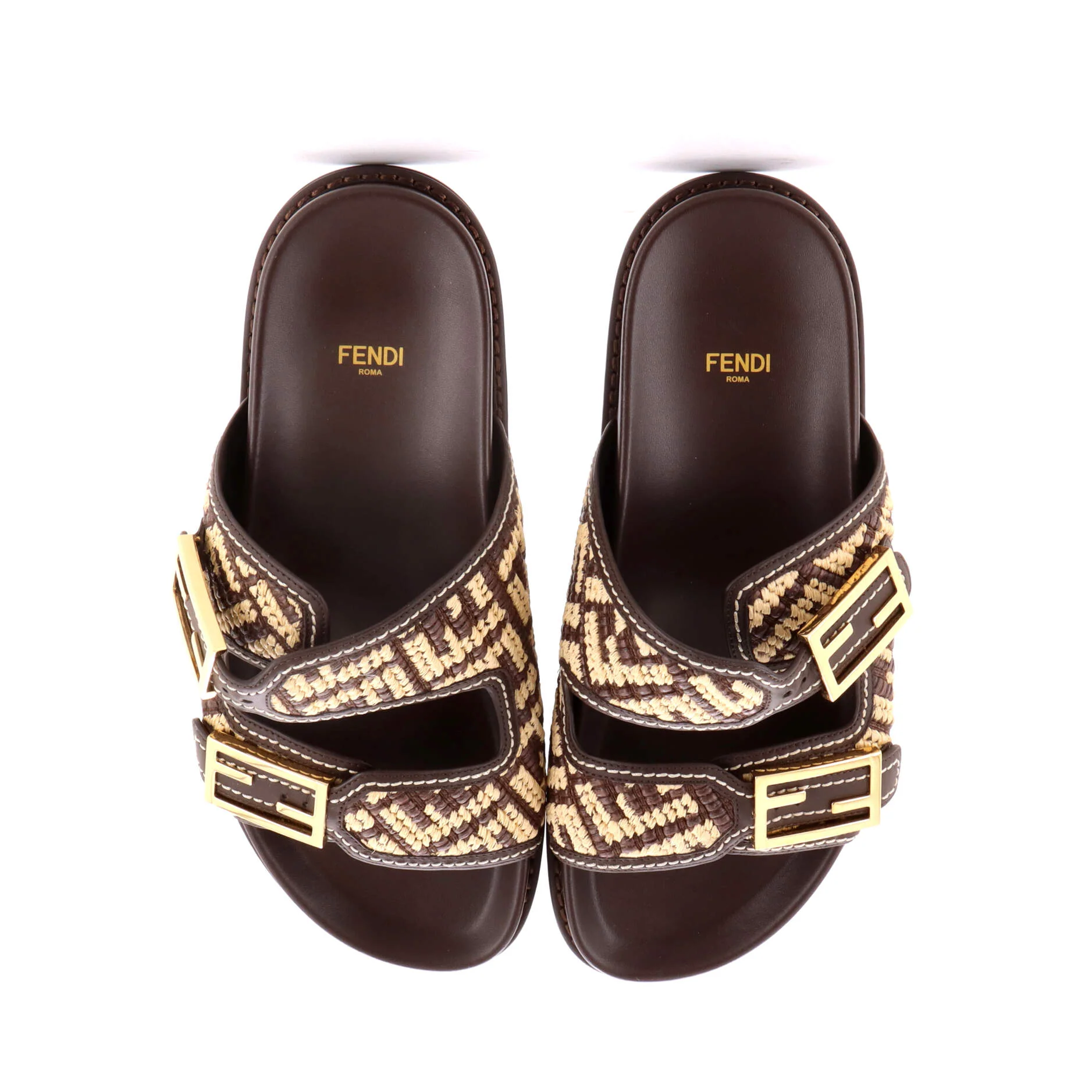 Women's Feel Slide Sandals Zucca Raffia with Leather - Image 2