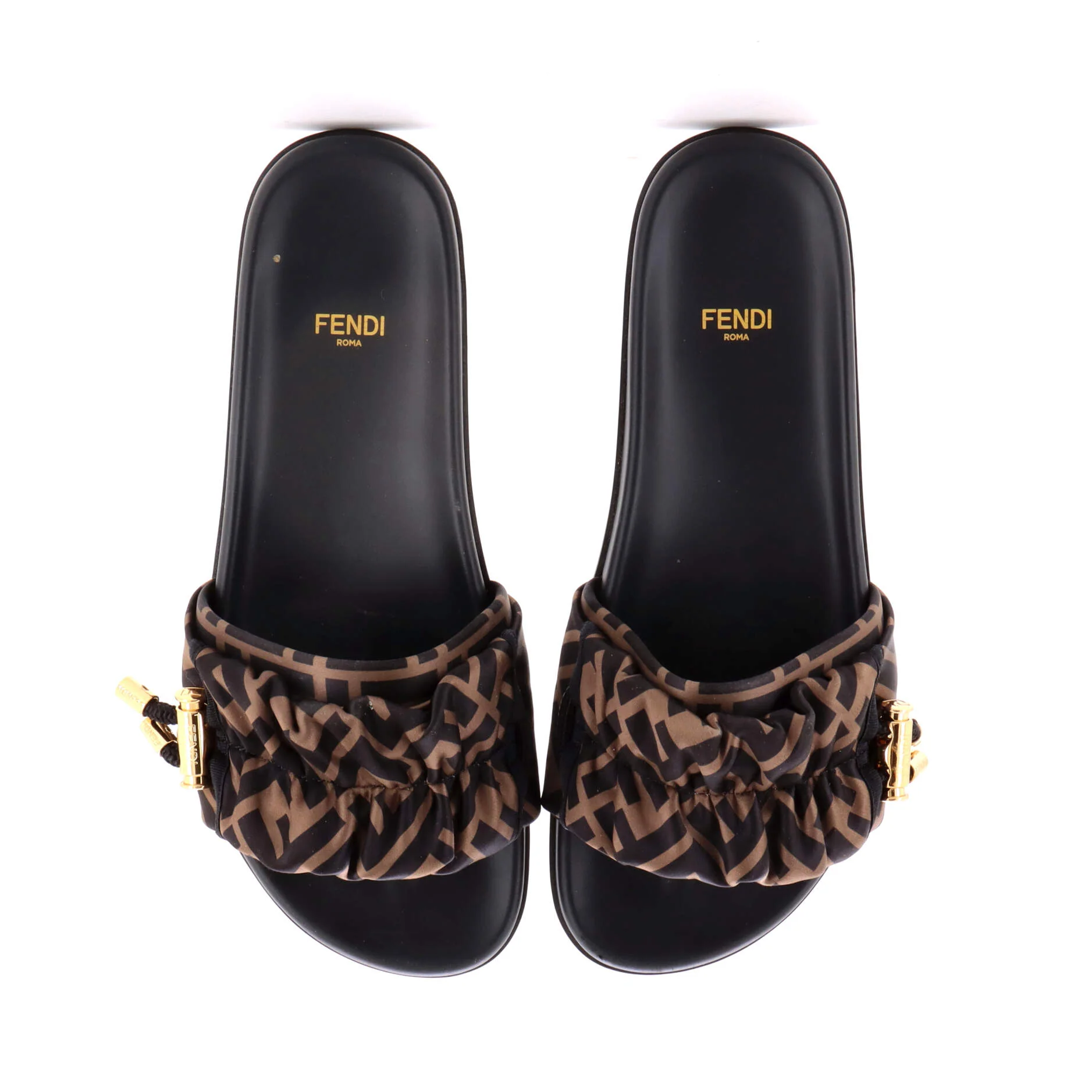 Women's Fendi Feel Slide Sandals Zucca Satin - Image 2