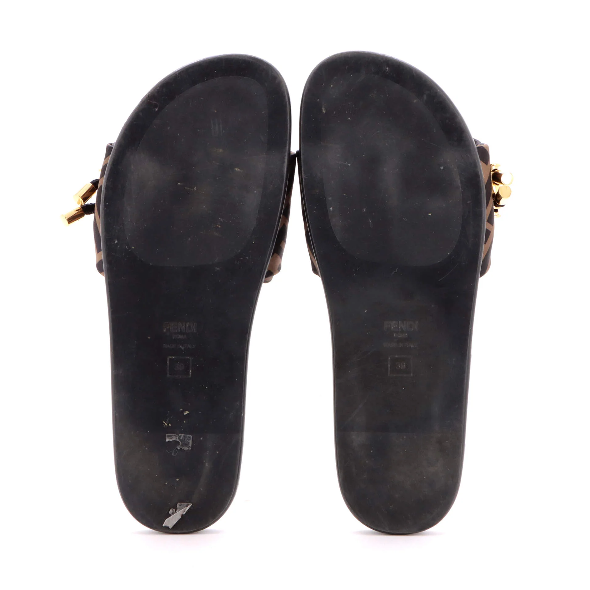 Women's Fendi Feel Slide Sandals Zucca Satin - Image 4