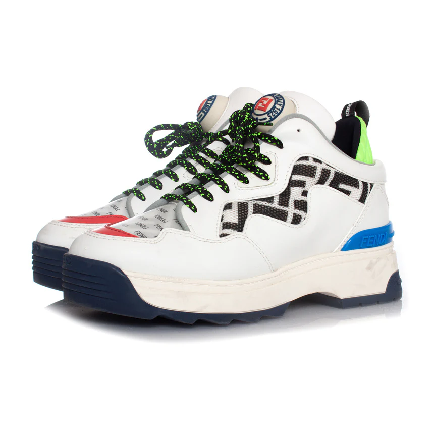 Women's Fendi, White leather T REX sneakers