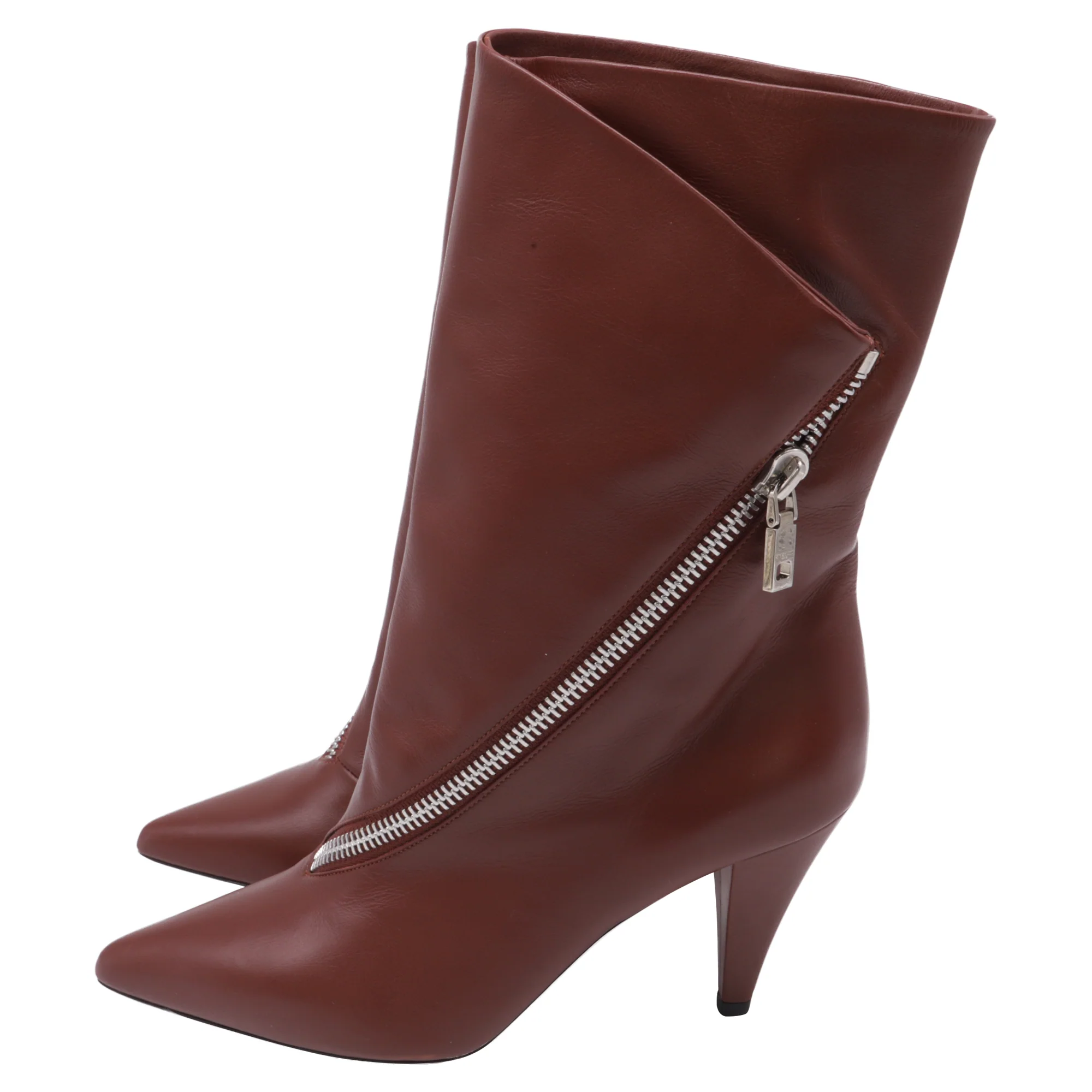 Women's Givenchy Zip-Detail 80 Ankle Boots in Brown Leather - Image 4