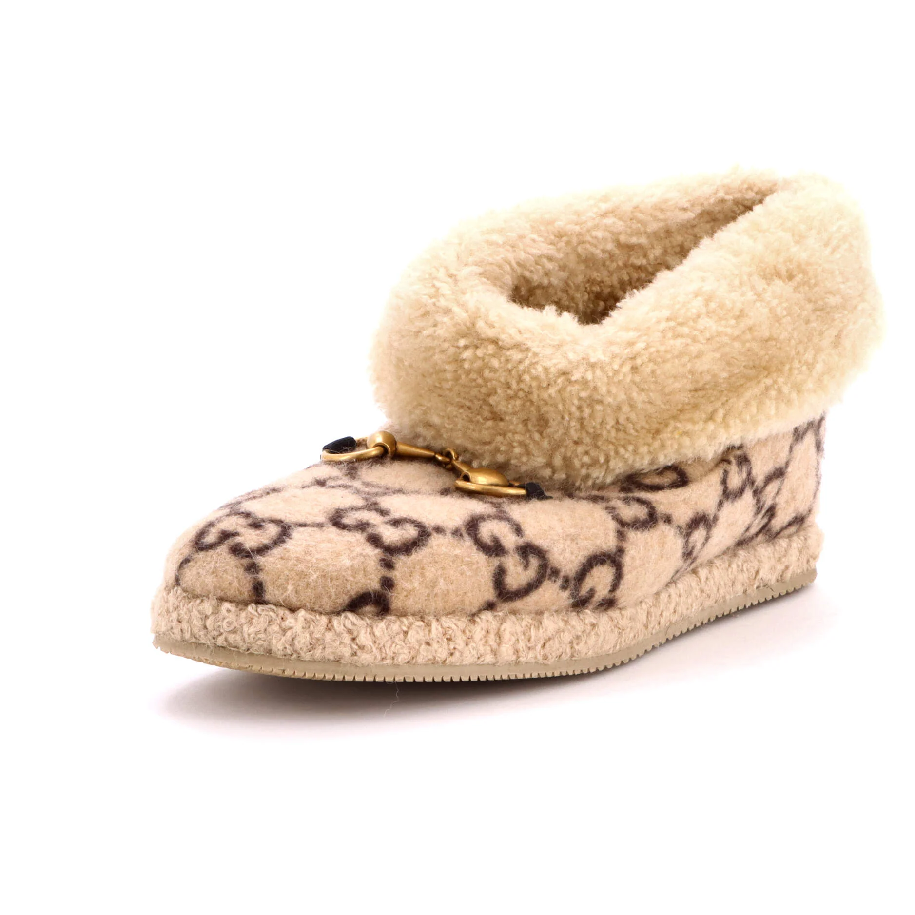 Men's Fria Horsebit Ankle Boots GG Wool and Shearling
