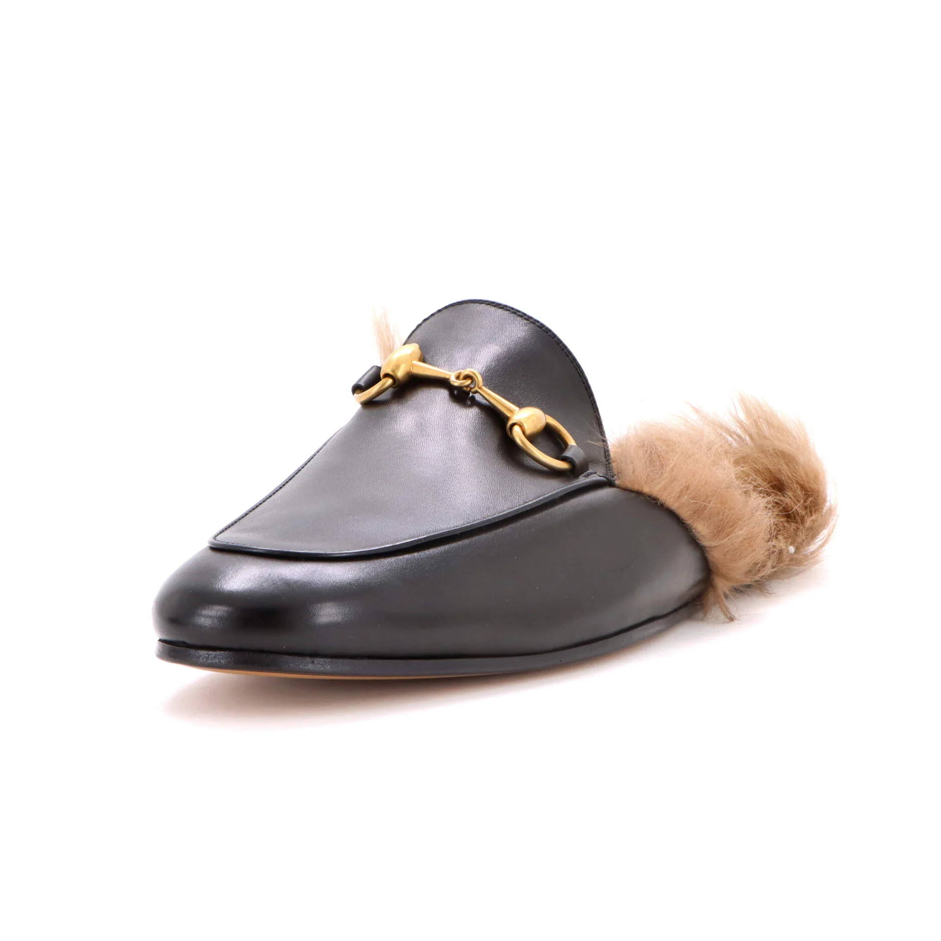 Men's Princetown Mules Leather with Fur