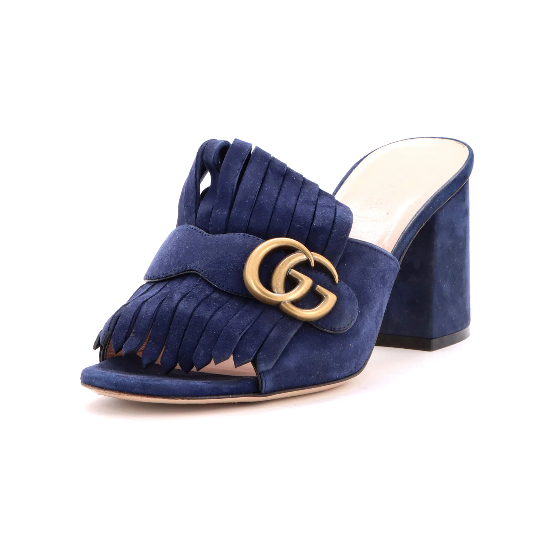 Women's GG Marmont Fringed Heeled Sandals Suede