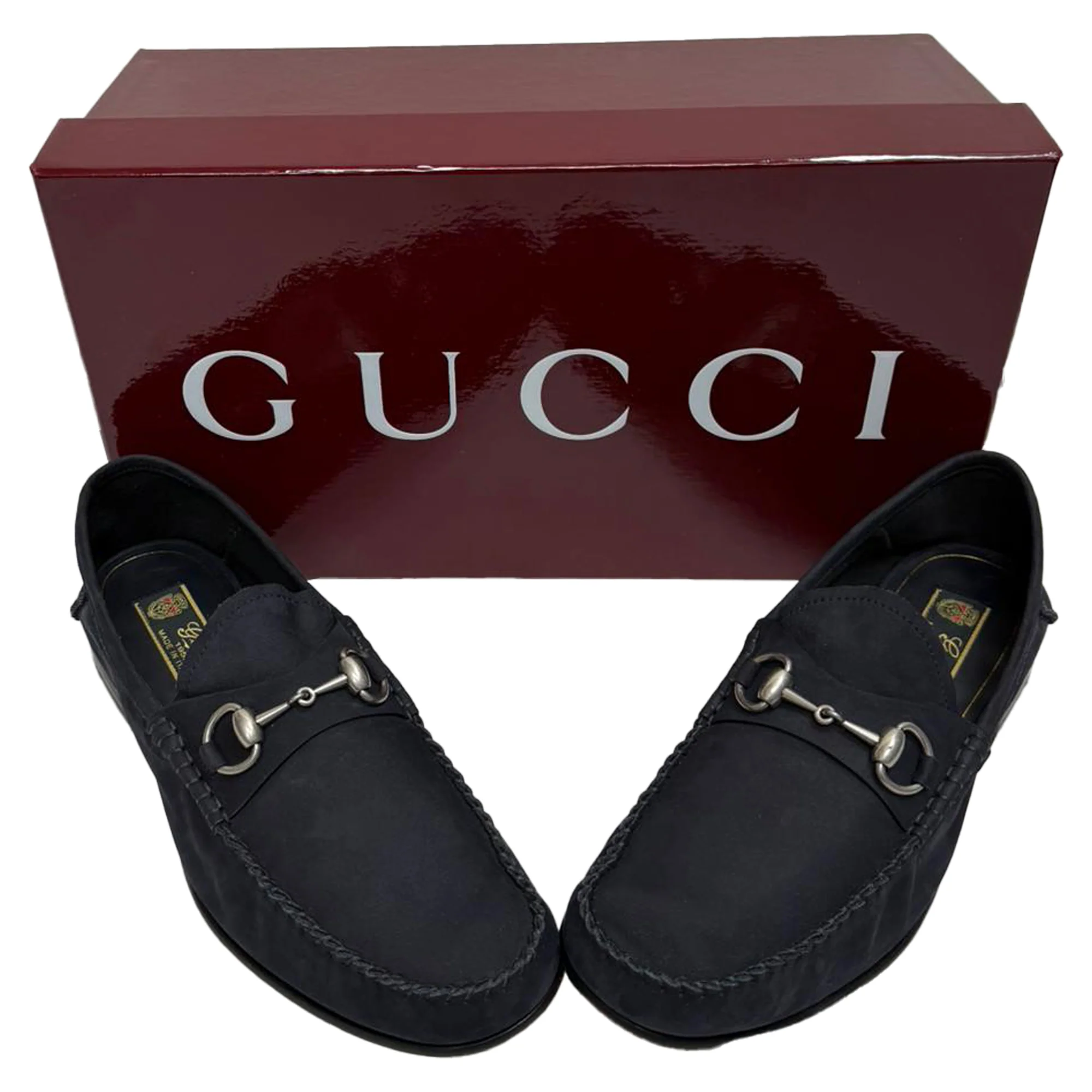 Women's Gucci 1953 Horsebit Convertible Loafers in Navy Blue Suede - Image 10