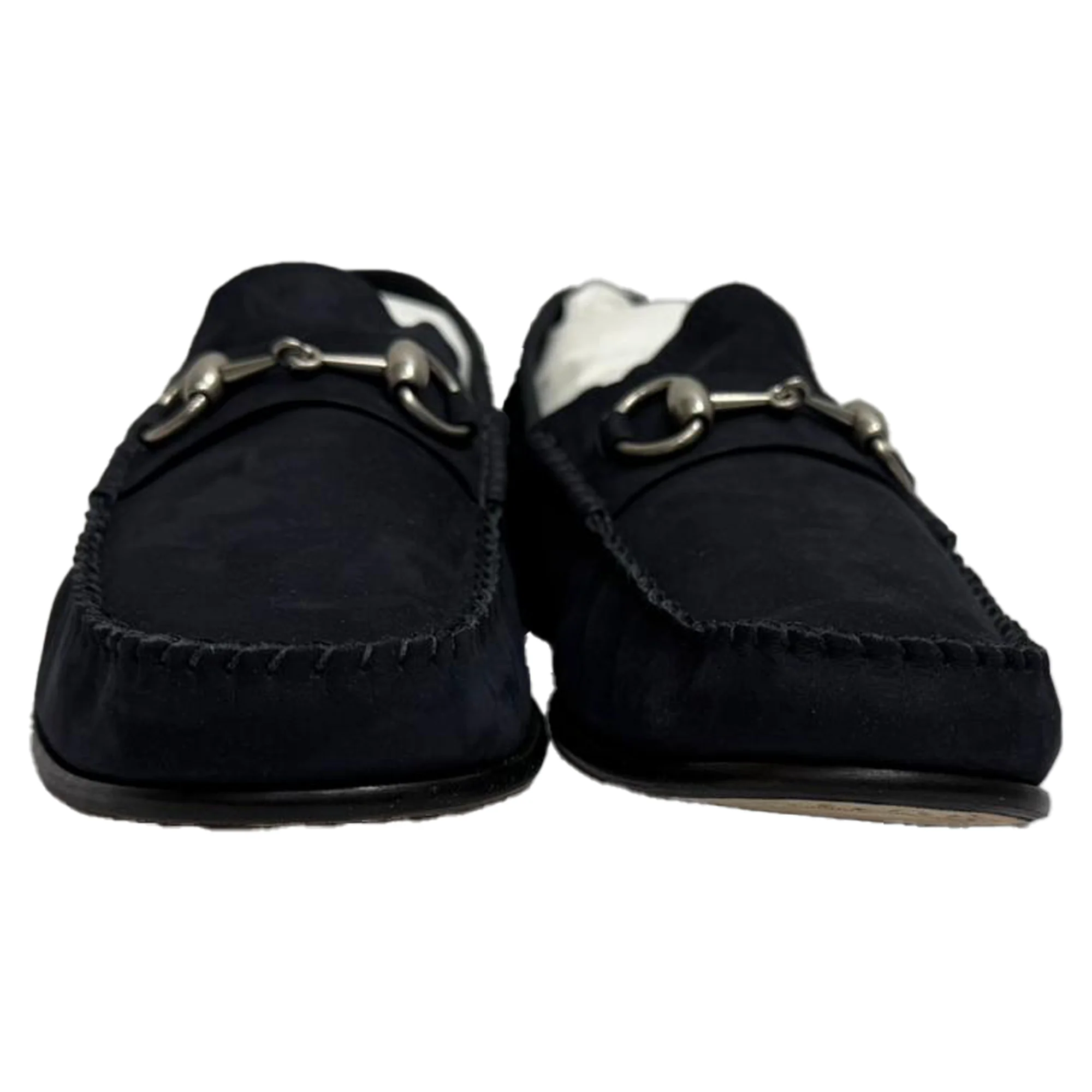 Women's Gucci 1953 Horsebit Convertible Loafers in Navy Blue Suede - Image 2