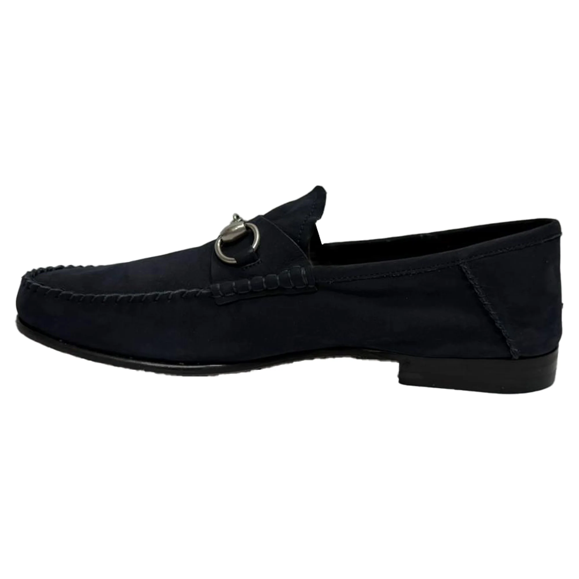 Women's Gucci 1953 Horsebit Convertible Loafers in Navy Blue Suede - Image 4