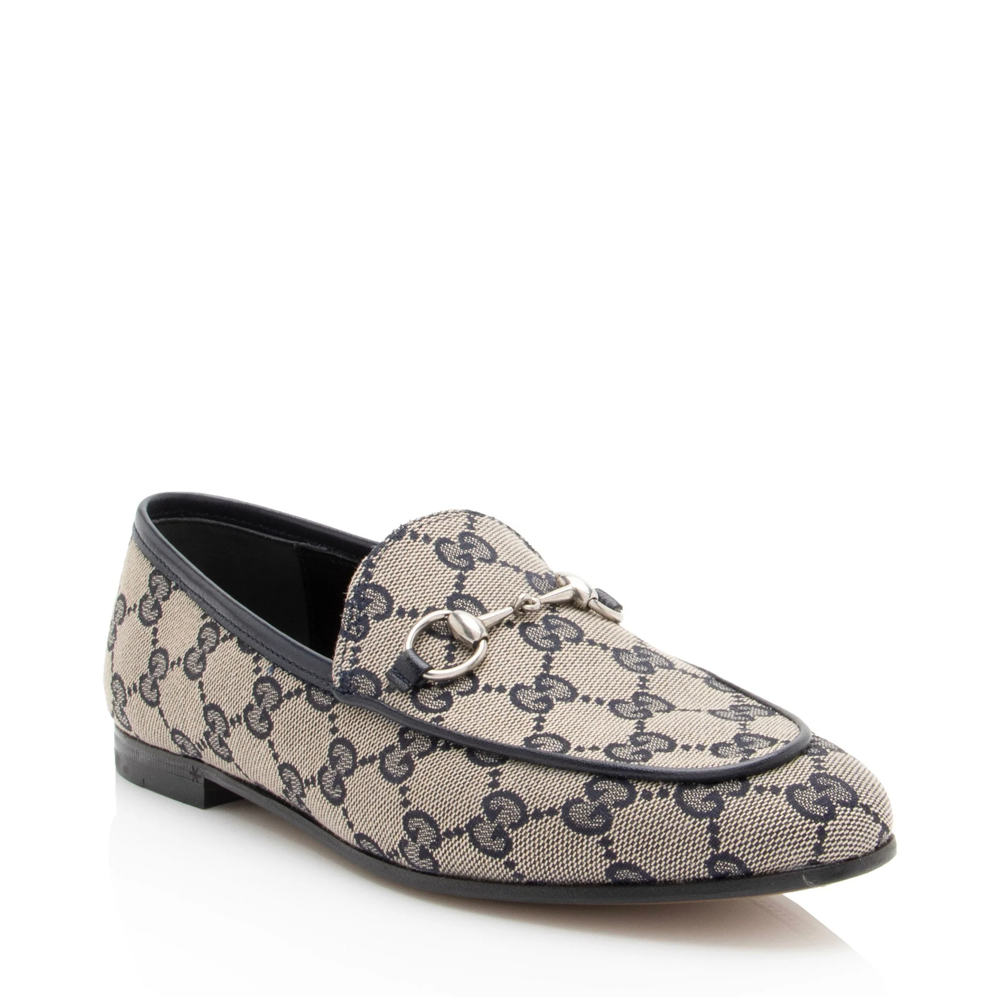 Women's Gucci GG Canvas Horsebit Jordaan Loafers - Size 6 / 36