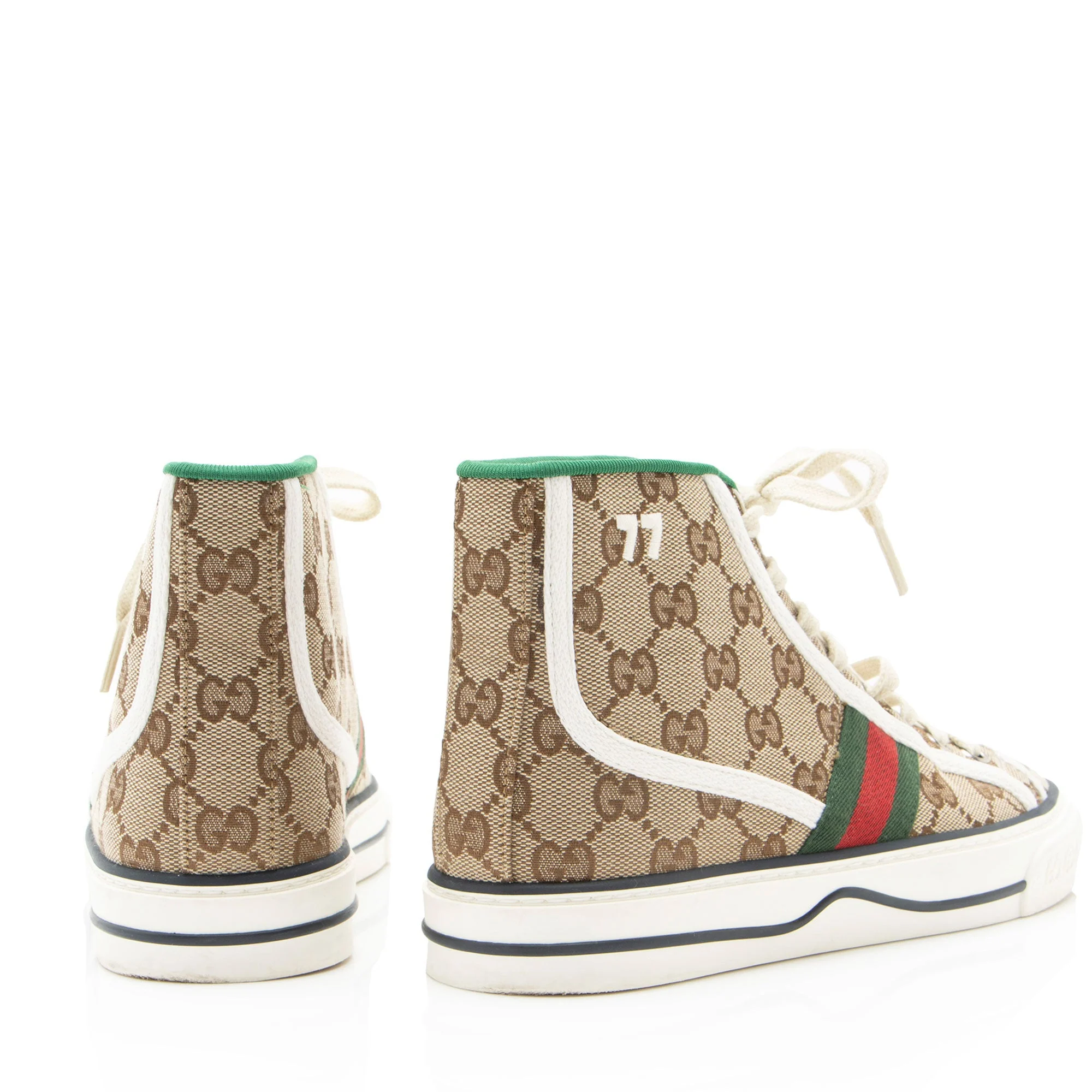 Women's Gucci GG Canvas Web 1977 Tennis High Top Sneakers - Size 6 / 36 - Image 3