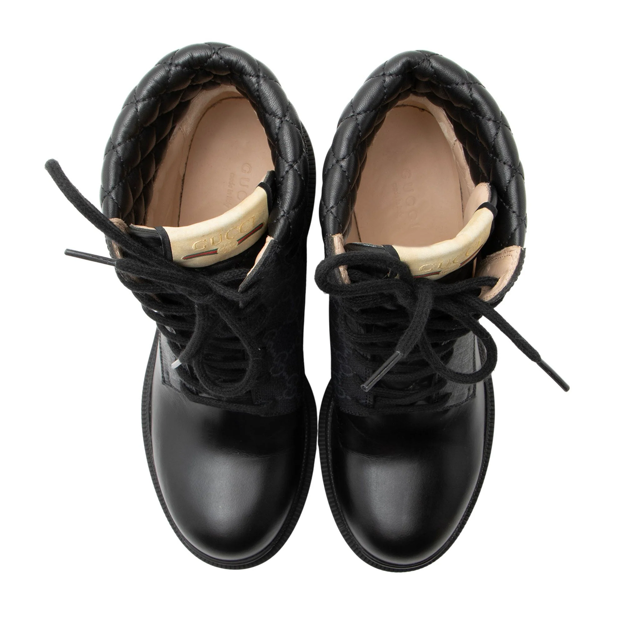 Women's Gucci GG Supreme Quilted Calfskin Combat Boots - Image 5