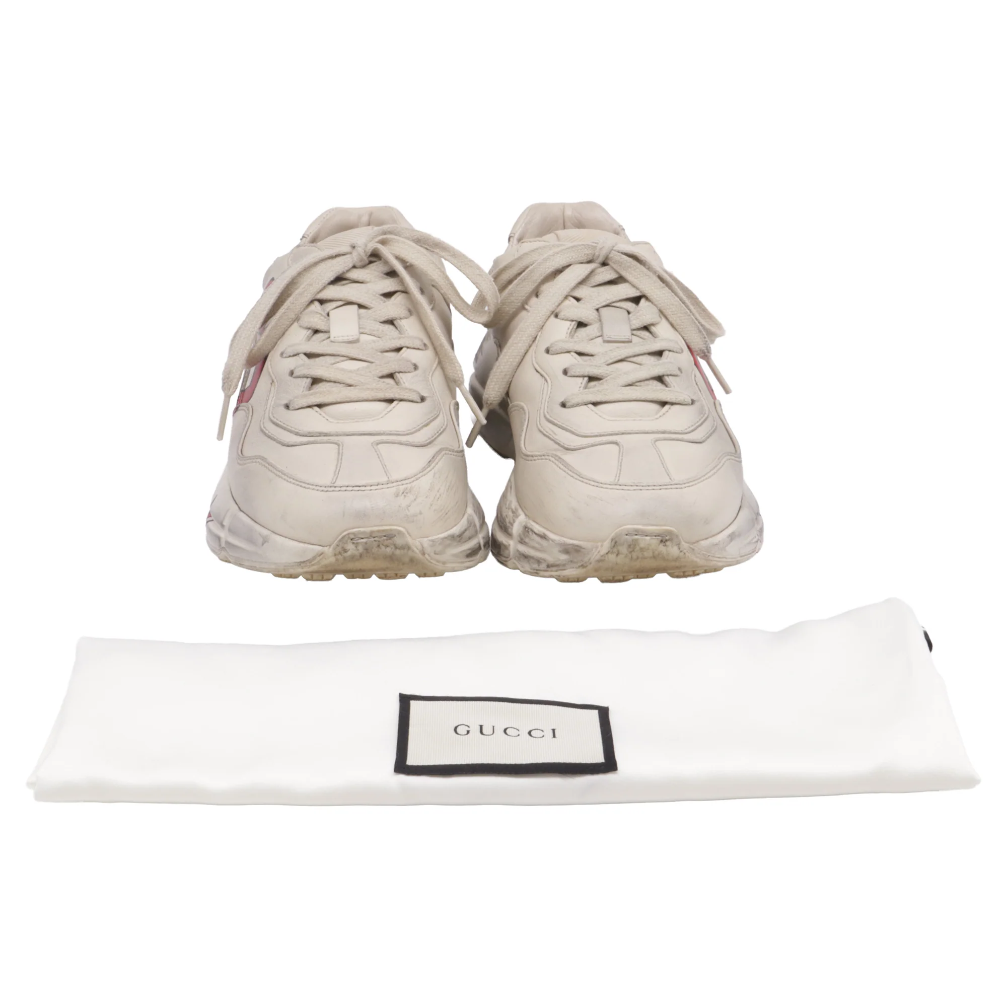Women's Gucci Rhyton Mouth-Print Sneakers in White Leather - Image 6