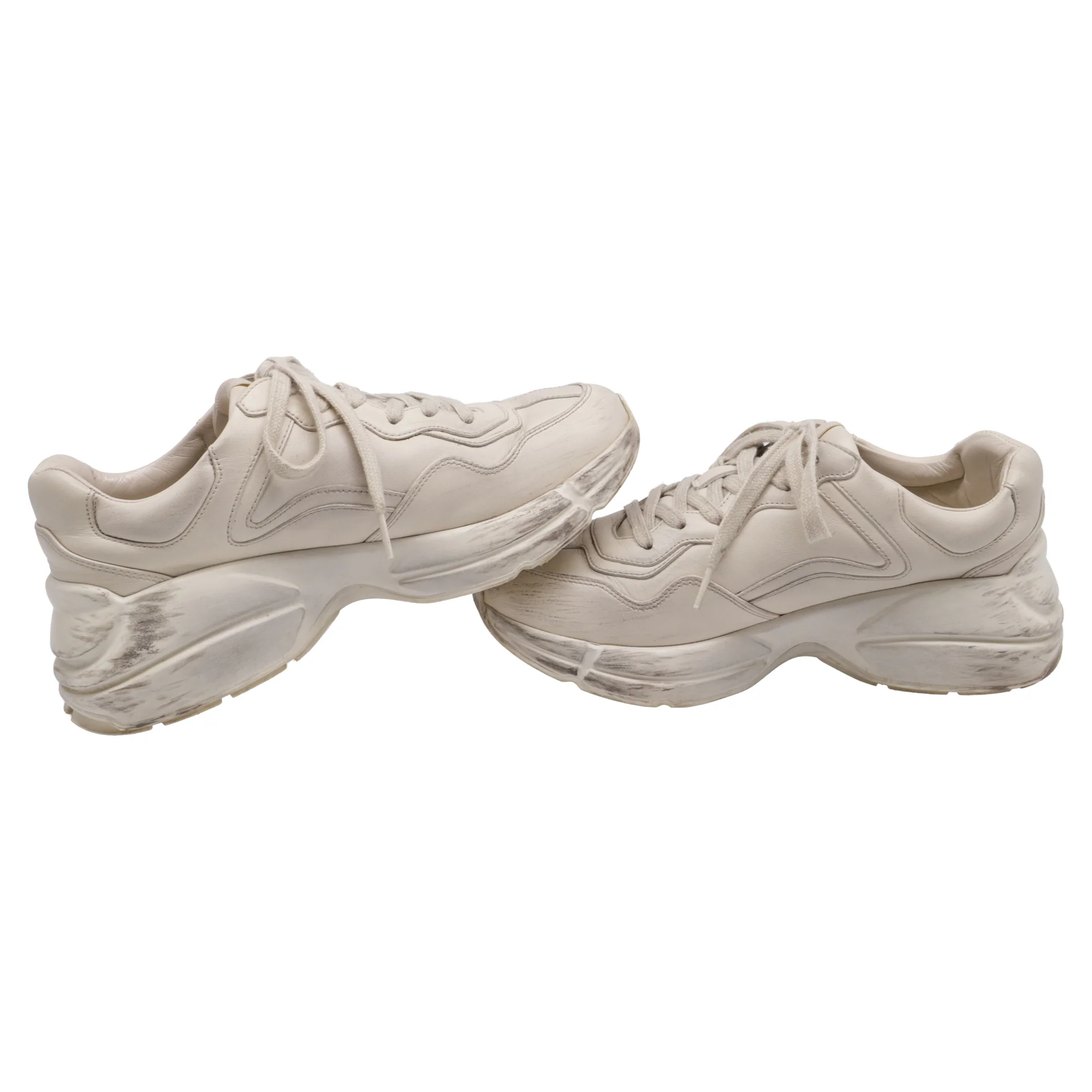 Women's Gucci Rhyton Mouth-Print Sneakers in White Leather - Image 7