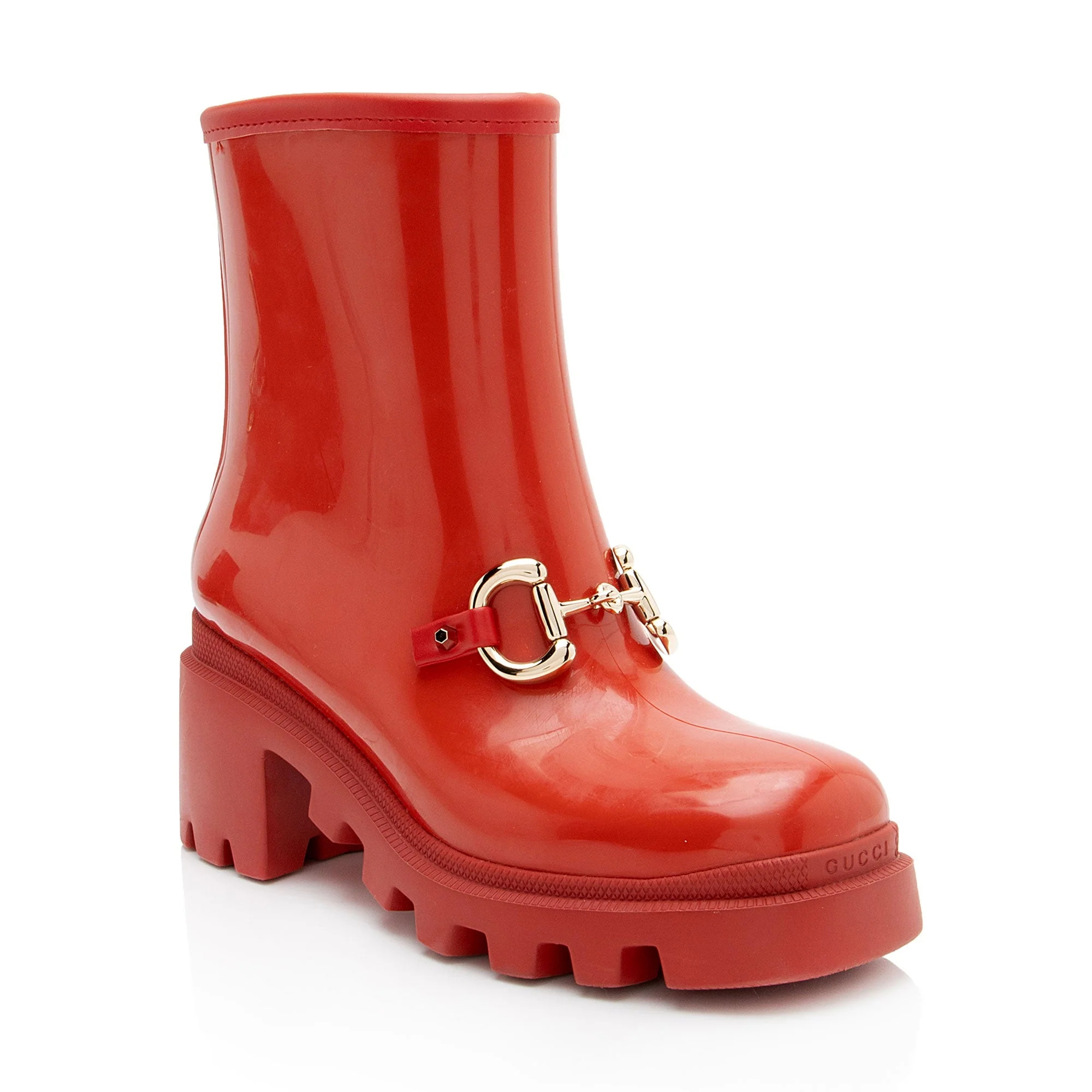 Women's Gucci Rubber Horsebit Ankle Boots - Size 6 / 36