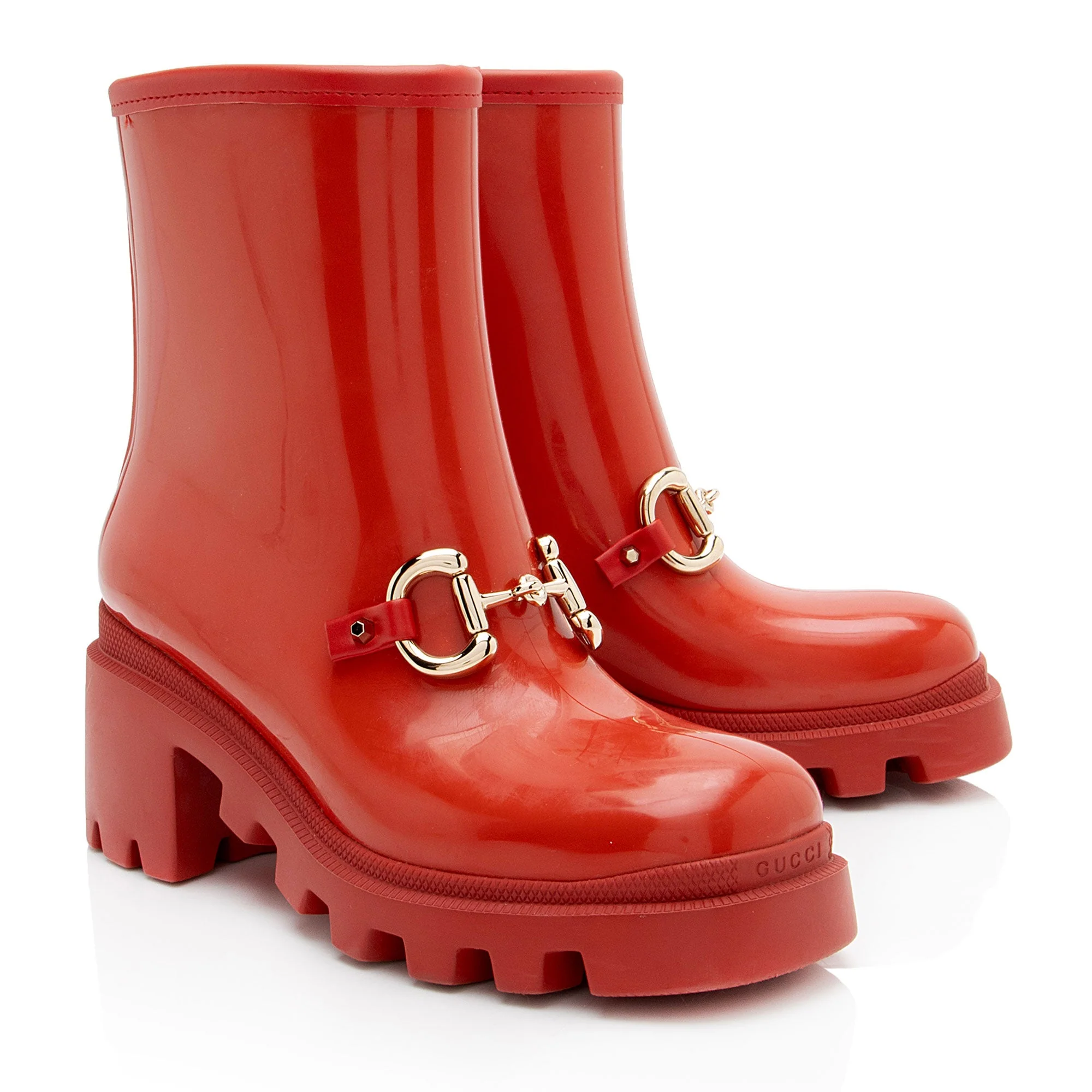 Women's Gucci Rubber Horsebit Ankle Boots - Size 6 / 36 - Image 2