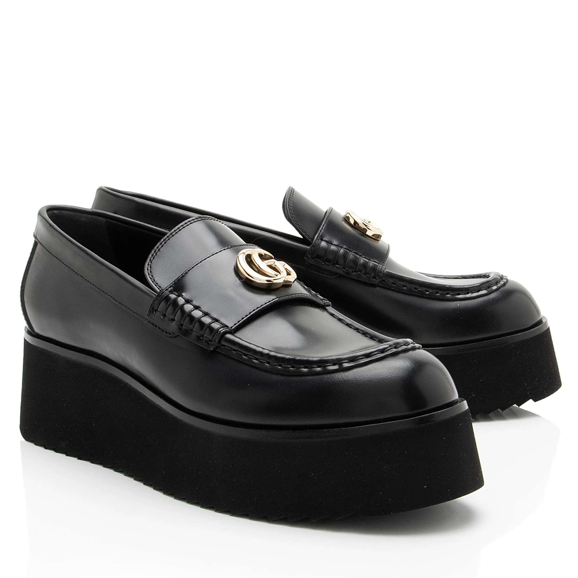 Women's Gucci Shiny Calfskin GG Creeper Platform Loafers - Size 9.5 / 39.5 - Image 2