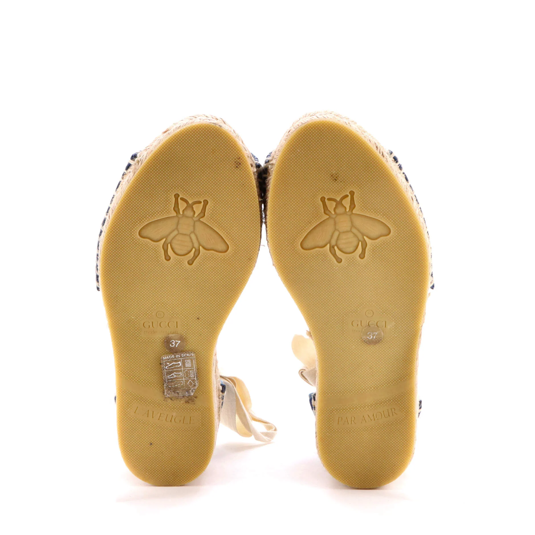 Women's Lace Up Platform Espadrilles GG Denim - Image 4