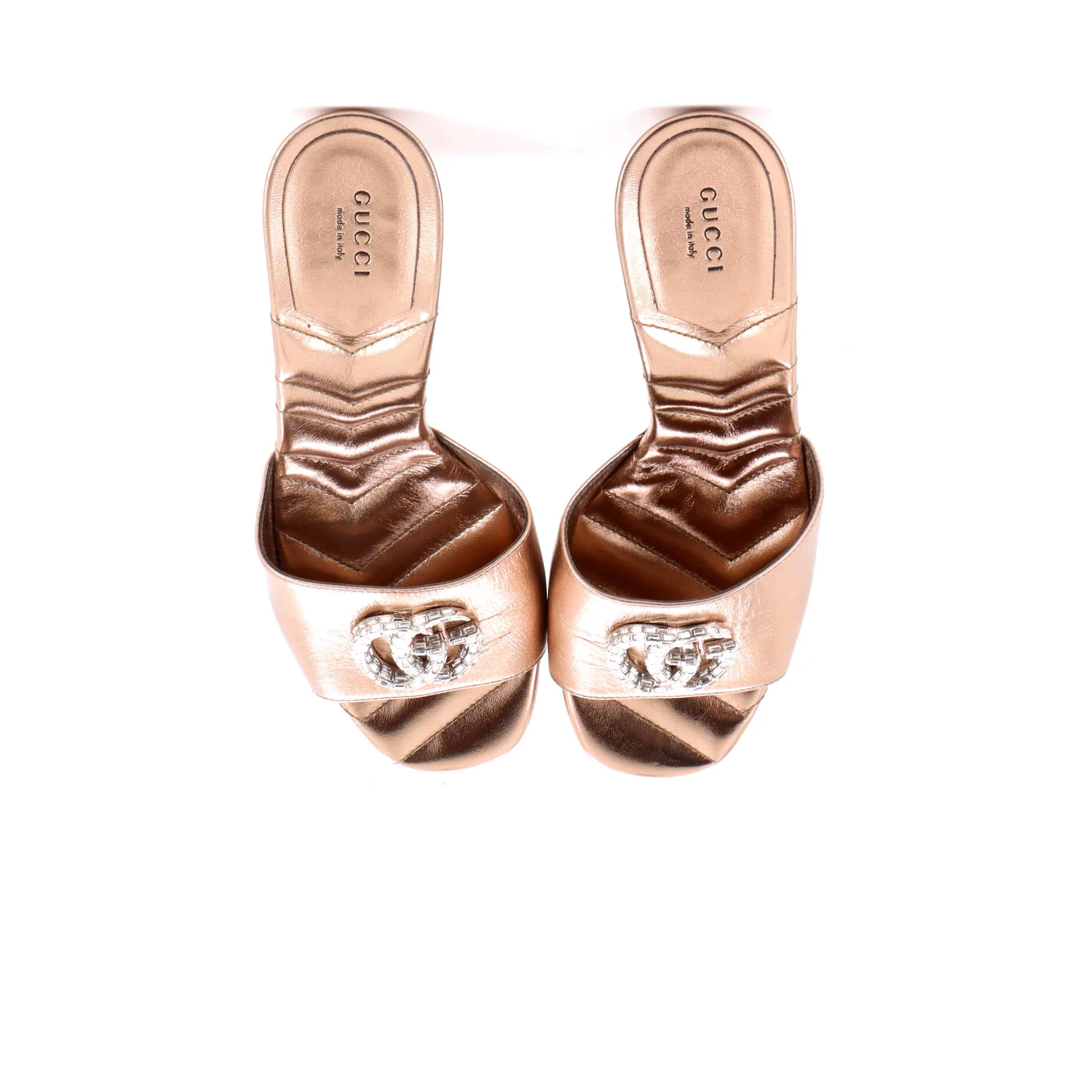 Women's Marmont Slide Heeled Sandals Leather with Crystals - Image 2