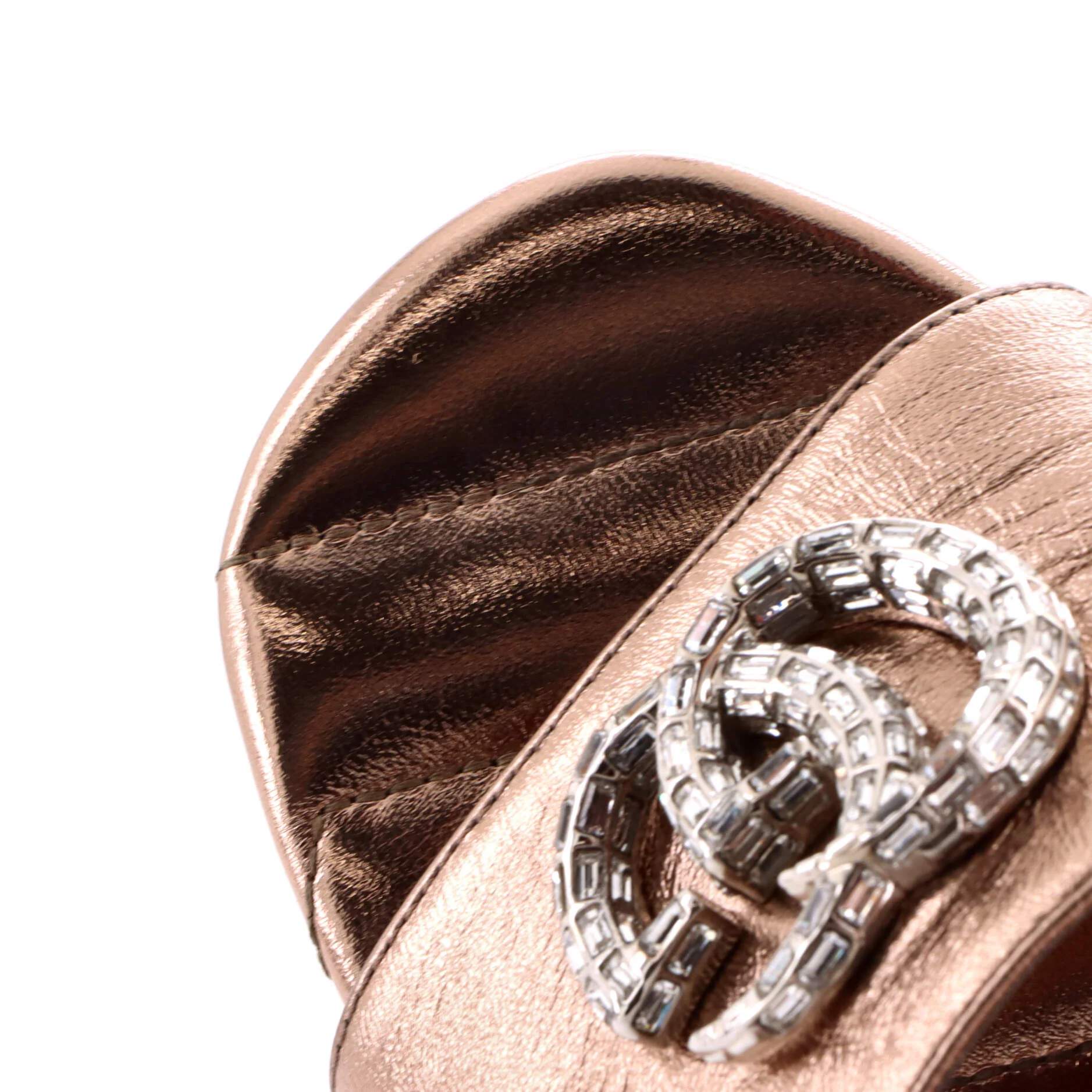 Women's Marmont Slide Heeled Sandals Leather with Crystals - Image 5