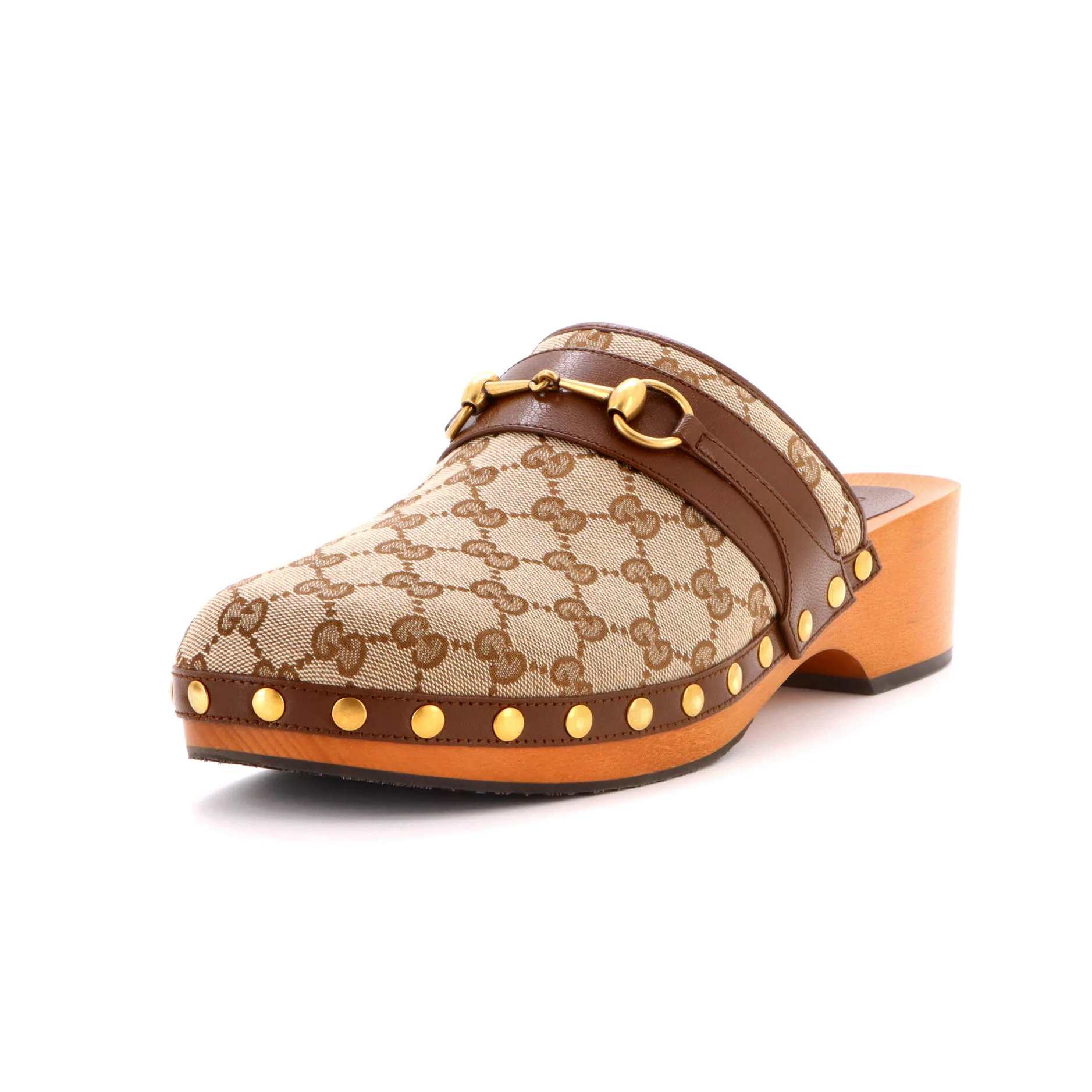 Women's Stann Horsebit Clogs GG Canvas with Leather
