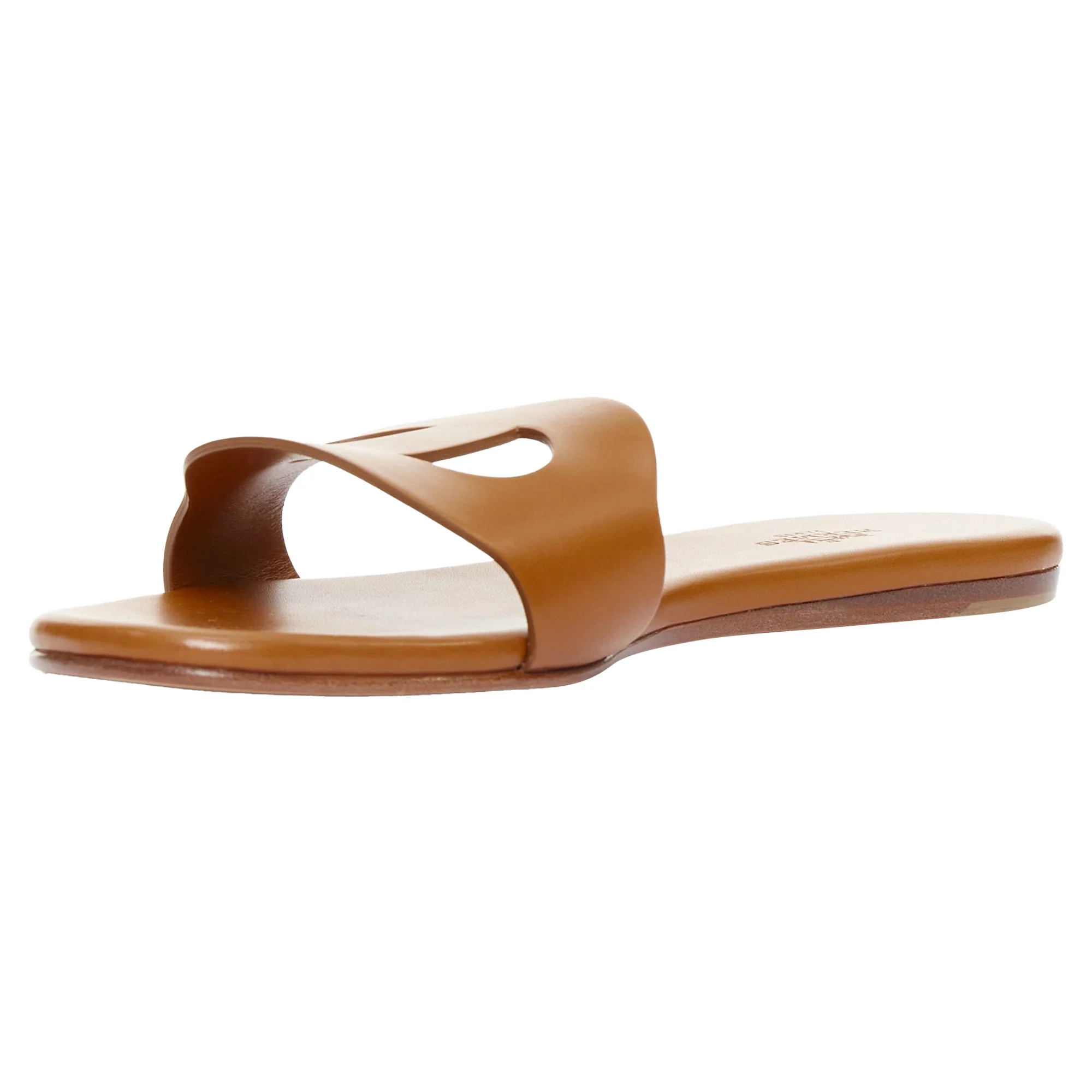 Women's HERMES Lisboa Chaine d'Ancre brown leather cut out flat sandal slippers EU37.5 - Image 4