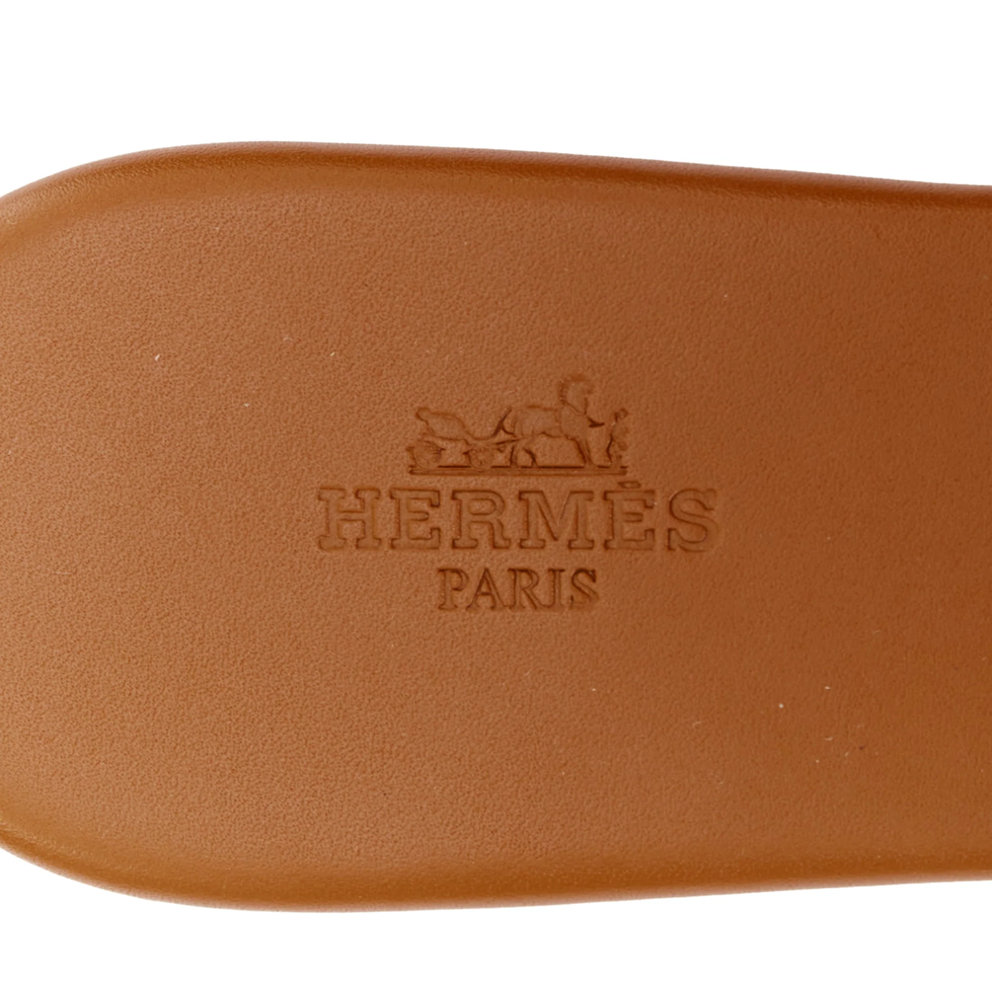 Women's HERMES Lisboa Chaine d'Ancre brown leather cut out flat sandal slippers EU37.5 - Image 9