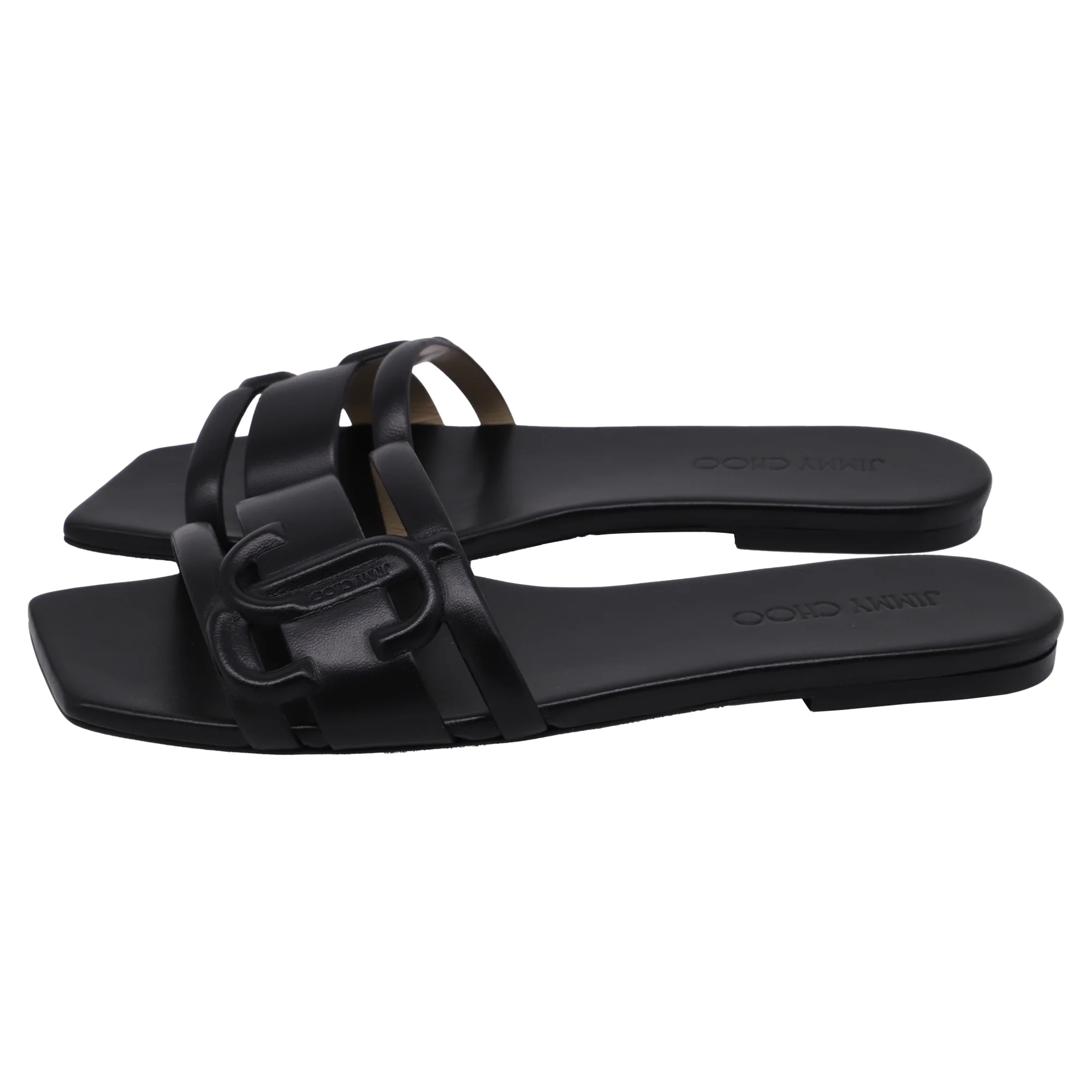 Women's Jimmy Choo Laran Slide Sandals in Black Leather - Image 4