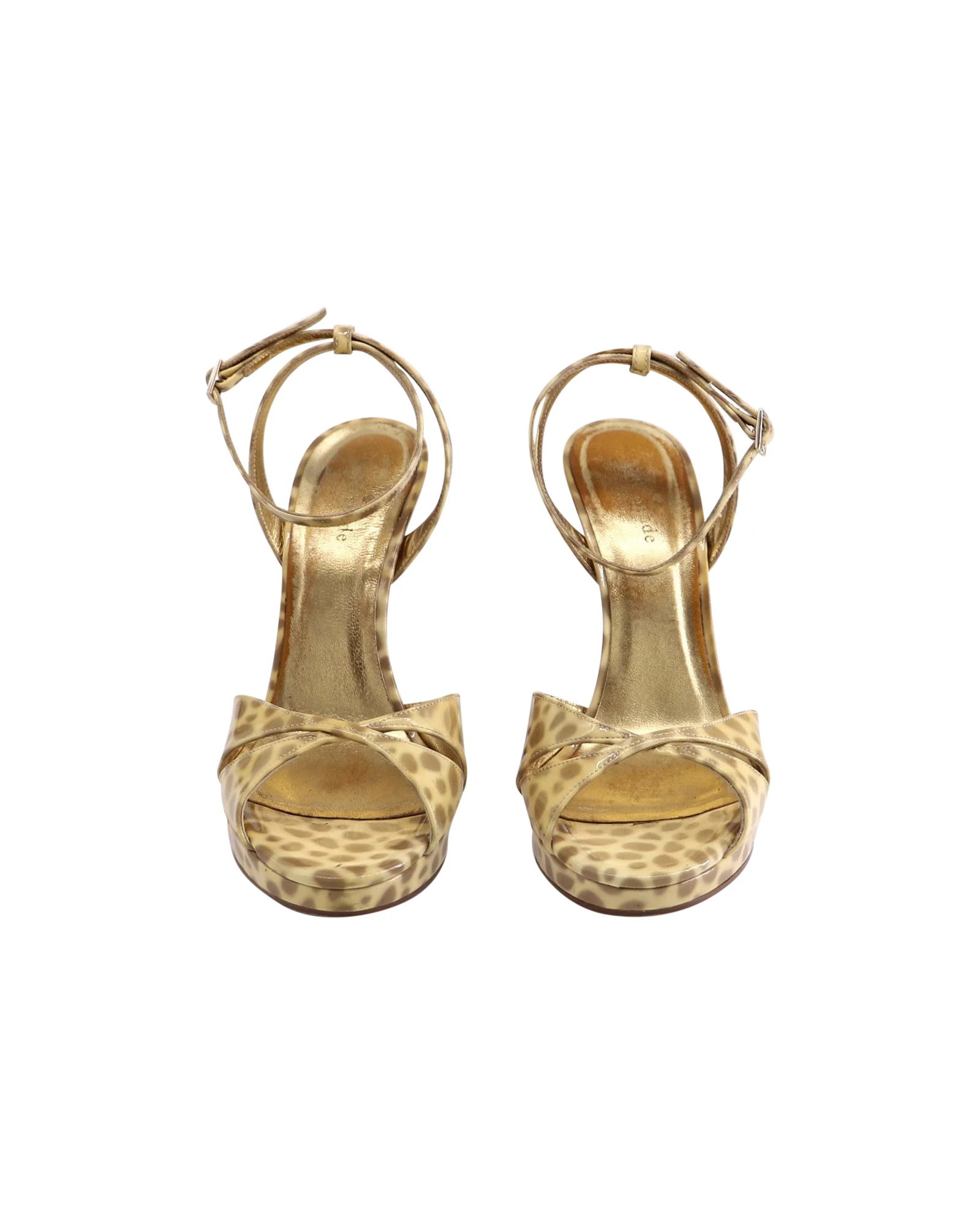 Women's Kate Spade Ocelot Wedge Sandals in Gold Patent Leather - Image 2