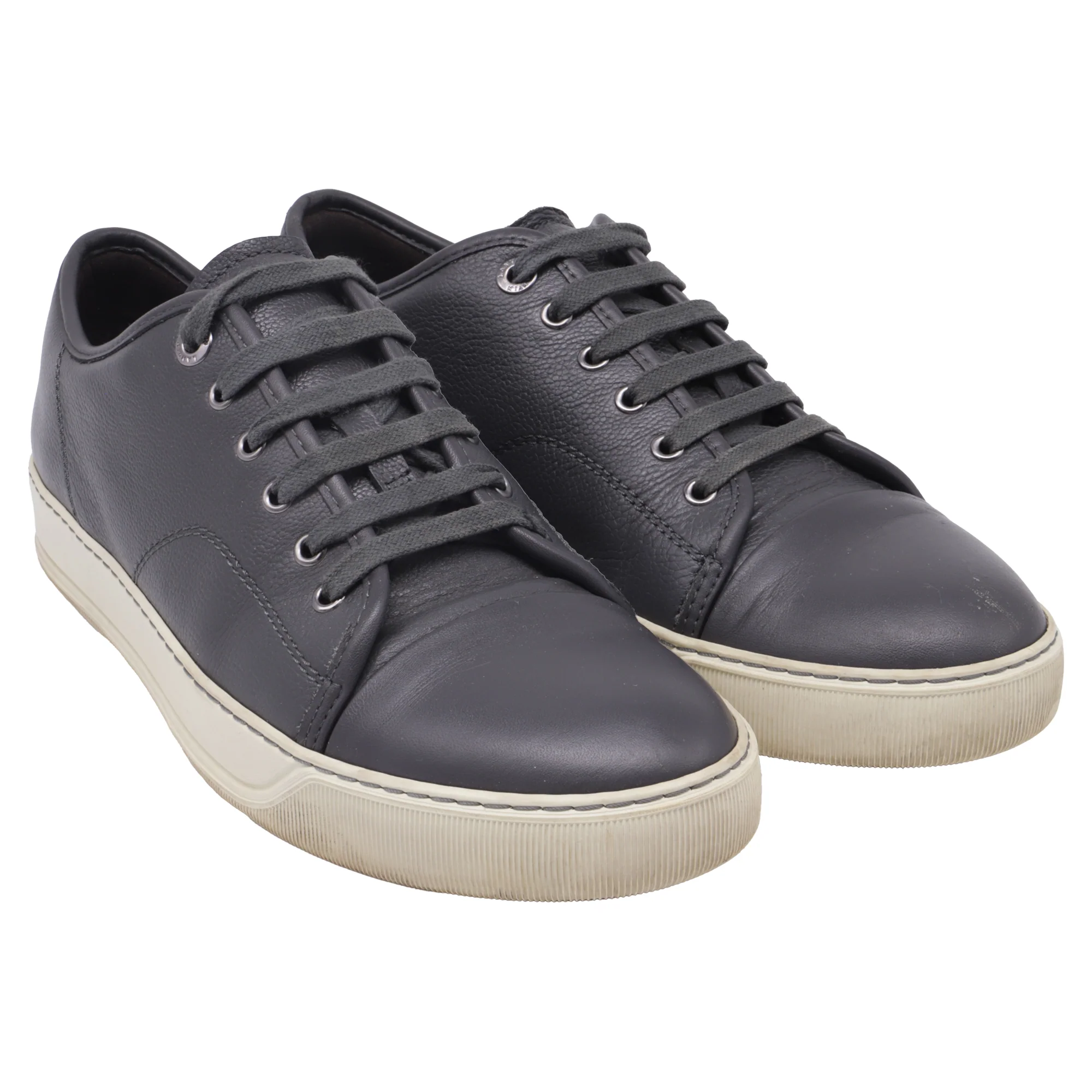 Men's Lanvin DBB1 Low-Top Sneakers in Grey Calfskin Leather - Image 3