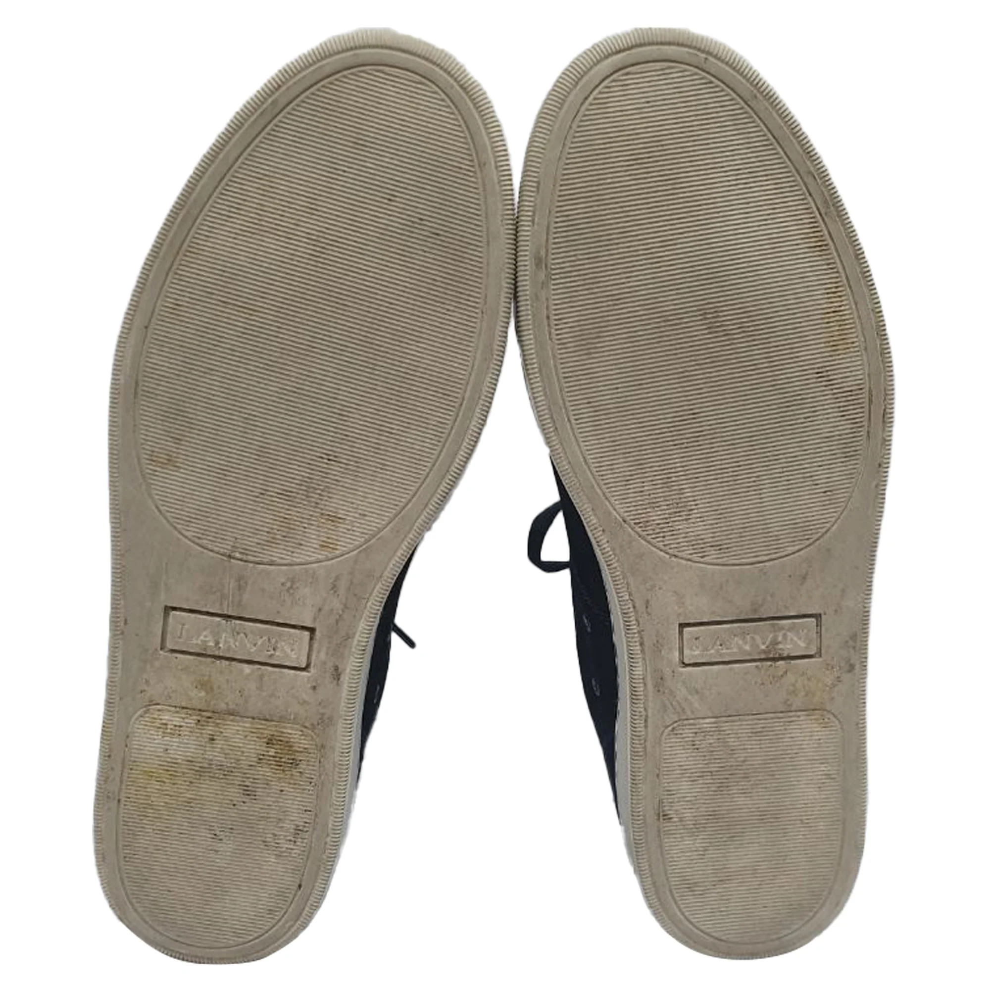 Men's Lanvin Lace-Up Sneakers in Navy Blue Suede - Image 9