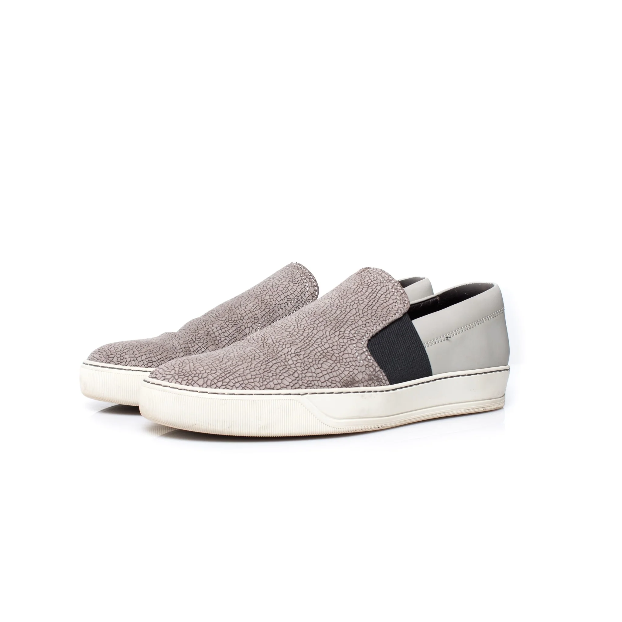 Men's Lanvin Leather slip on sneakers in grey.