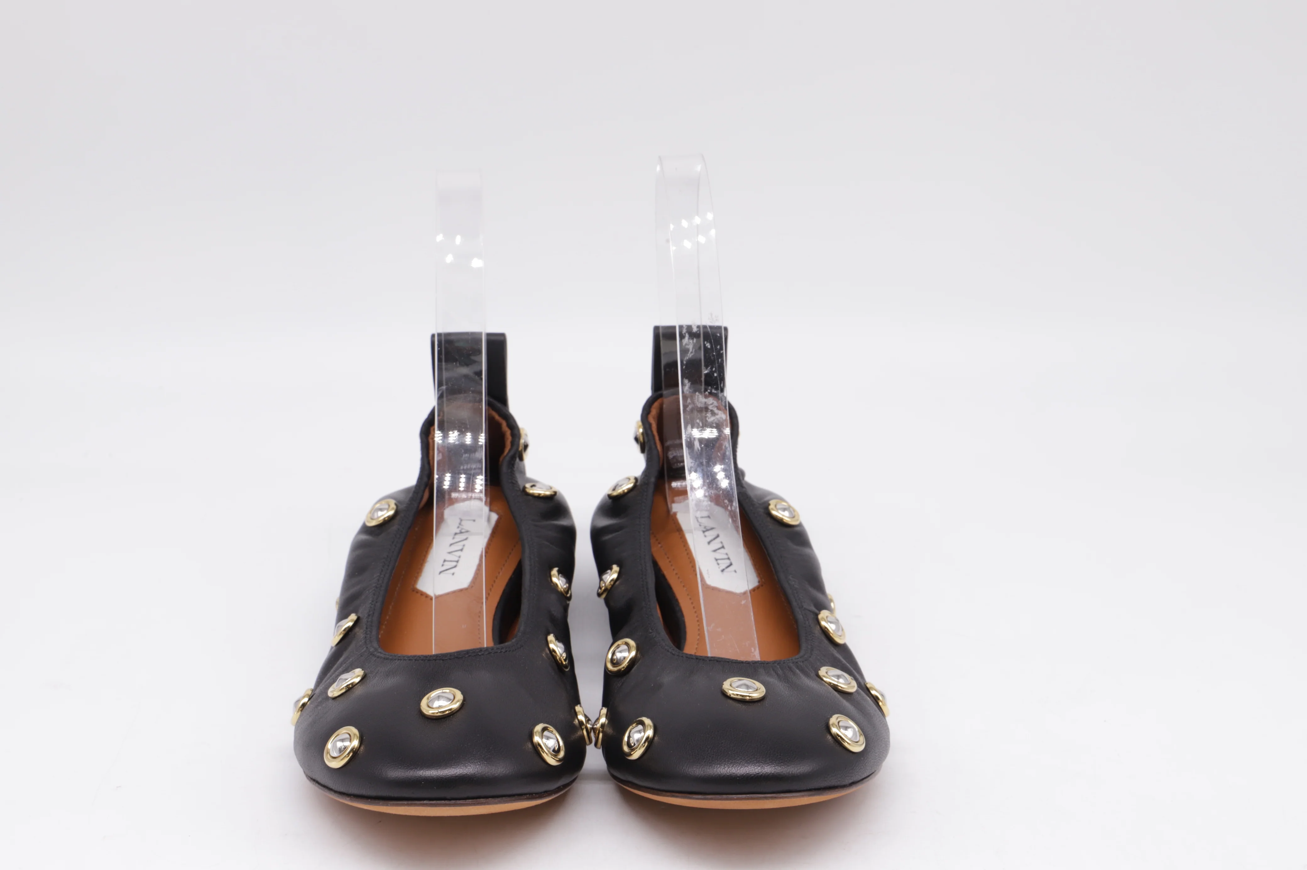 Women's Lanvin Studs Ballerina Flats in Black Leather - Image 10