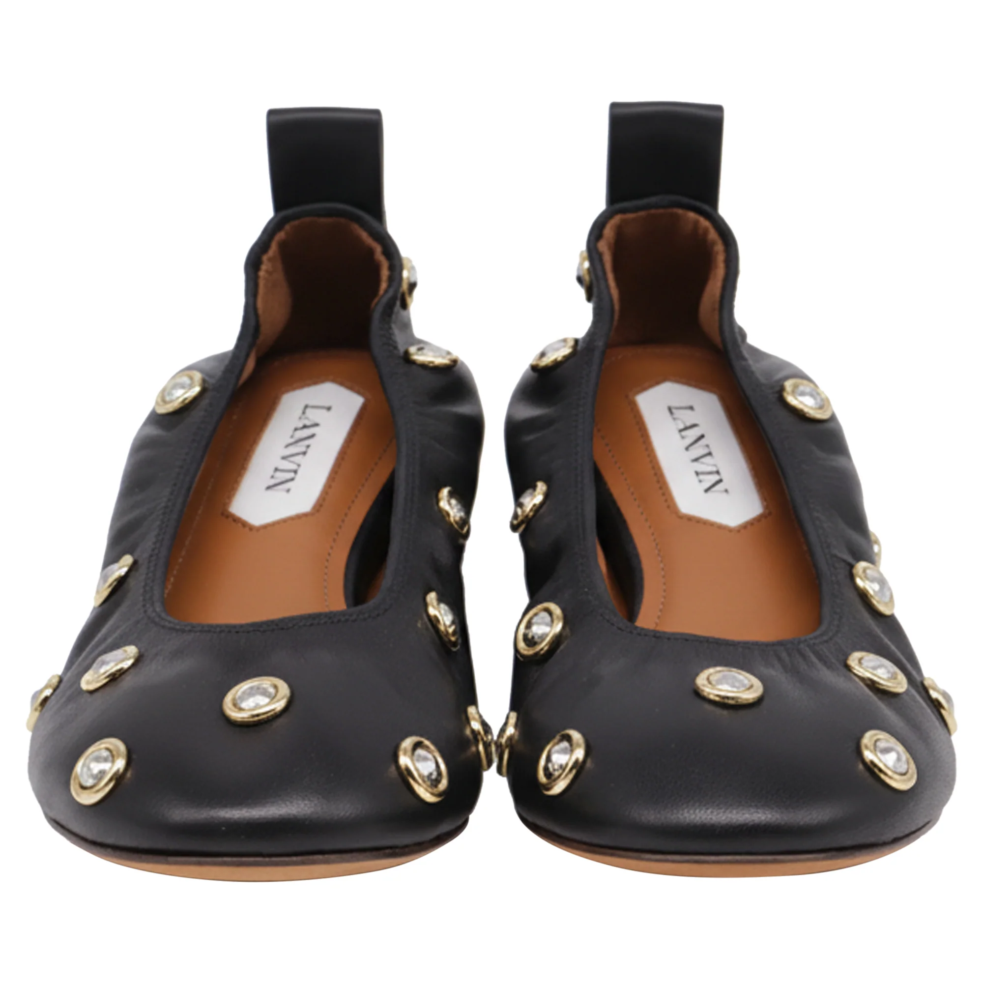 Women's Lanvin Studs Ballerina Flats in Black Leather - Image 2