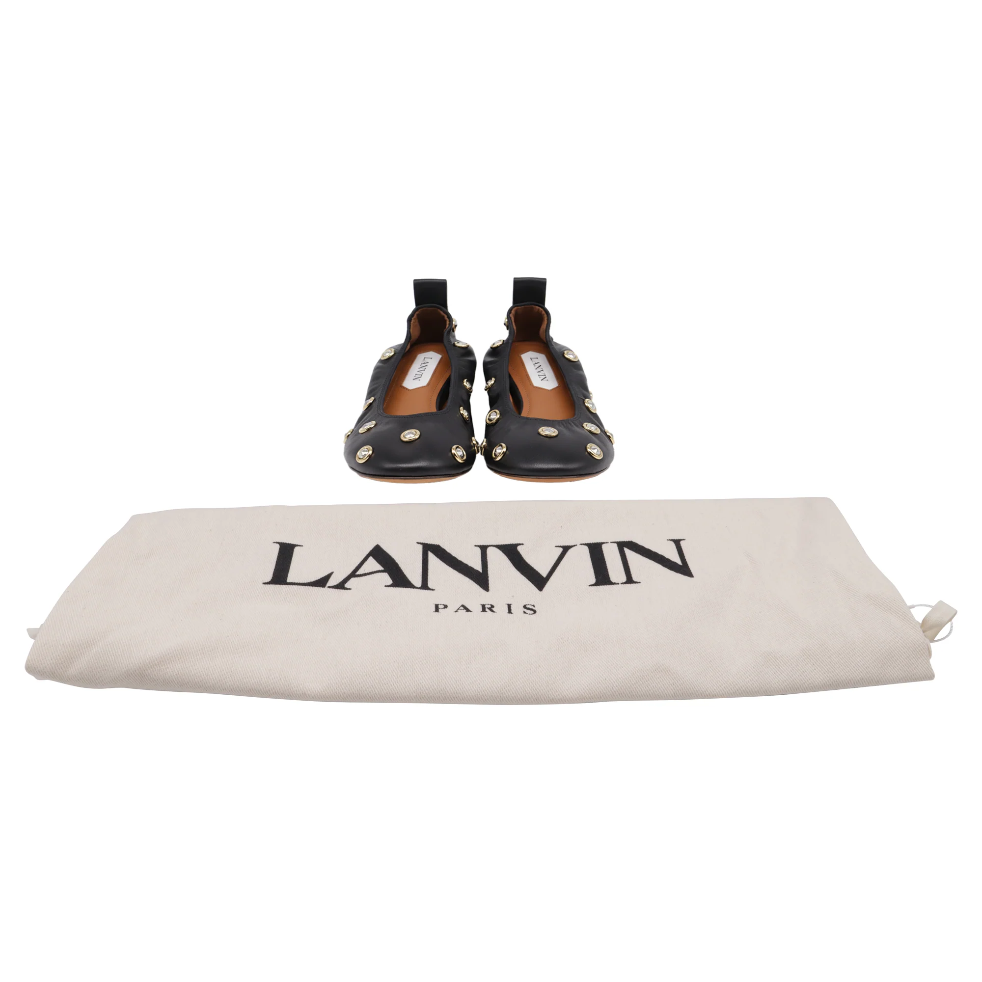 Women's Lanvin Studs Ballerina Flats in Black Leather - Image 6