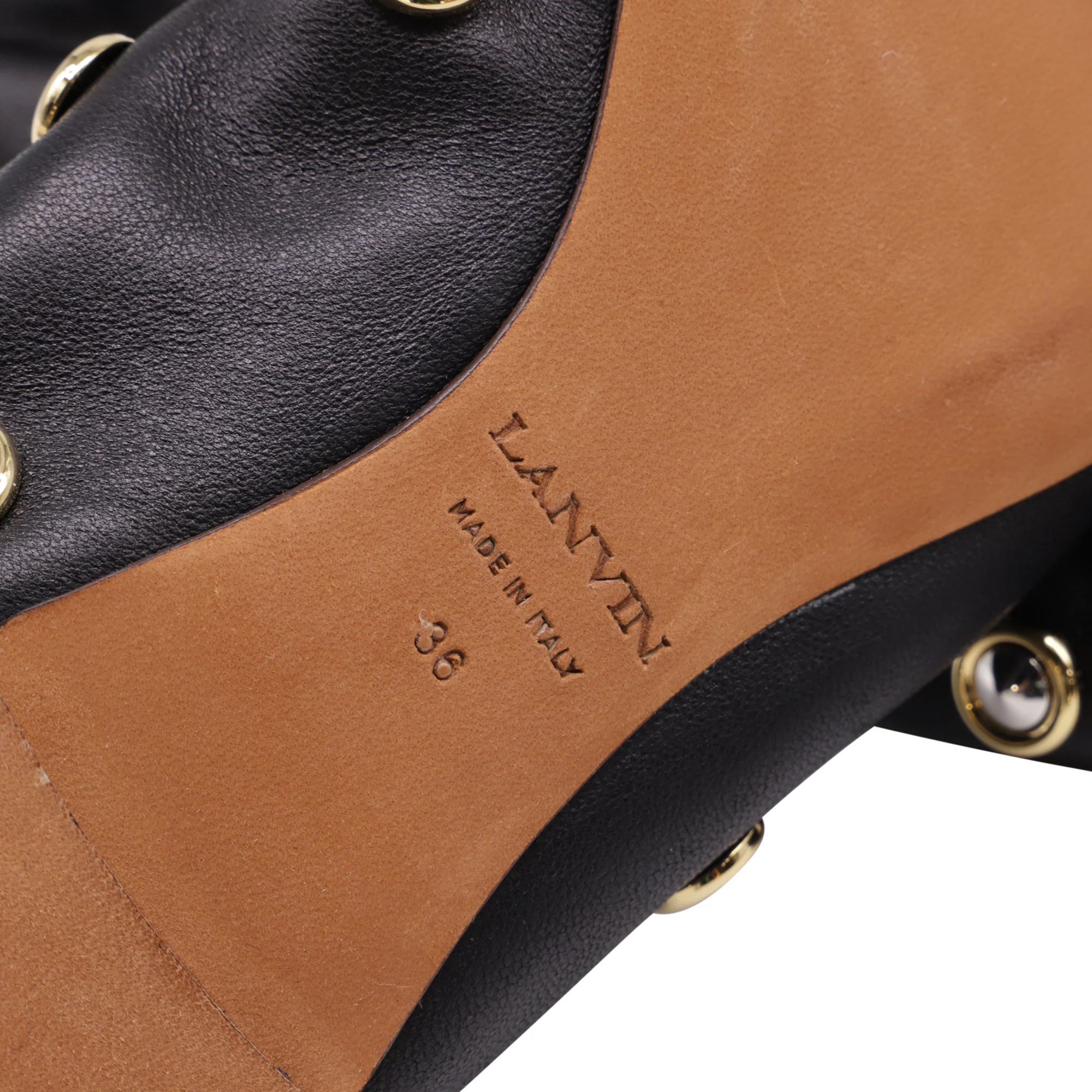 Women's Lanvin Studs Ballerina Flats in Black Leather - Image 8