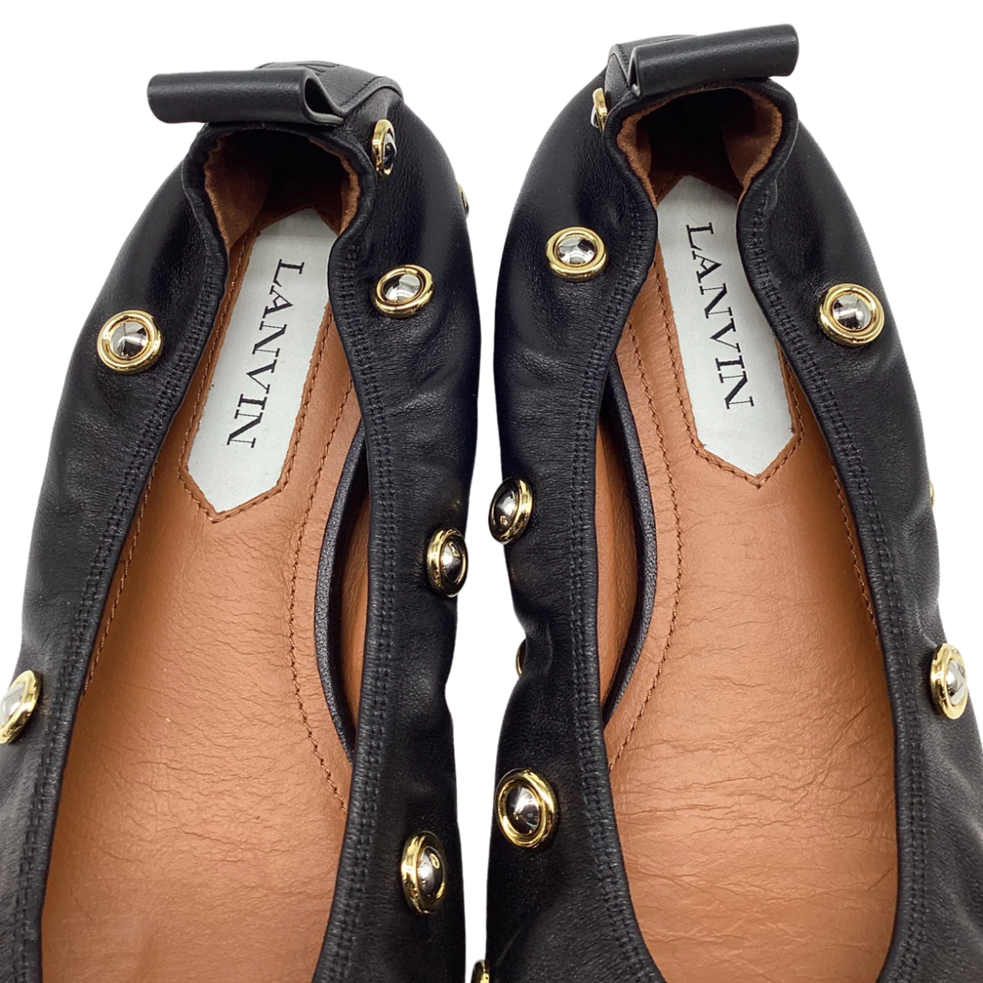 Women's Lanvin Studs Ballerina Flats in Black Leather - Image 9