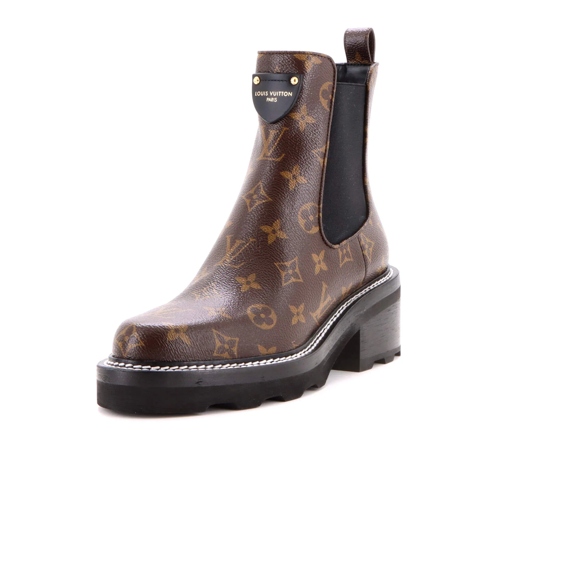 Women's LV Beaubourg Ankle Chelsea Boots Patent Monogram Canvas