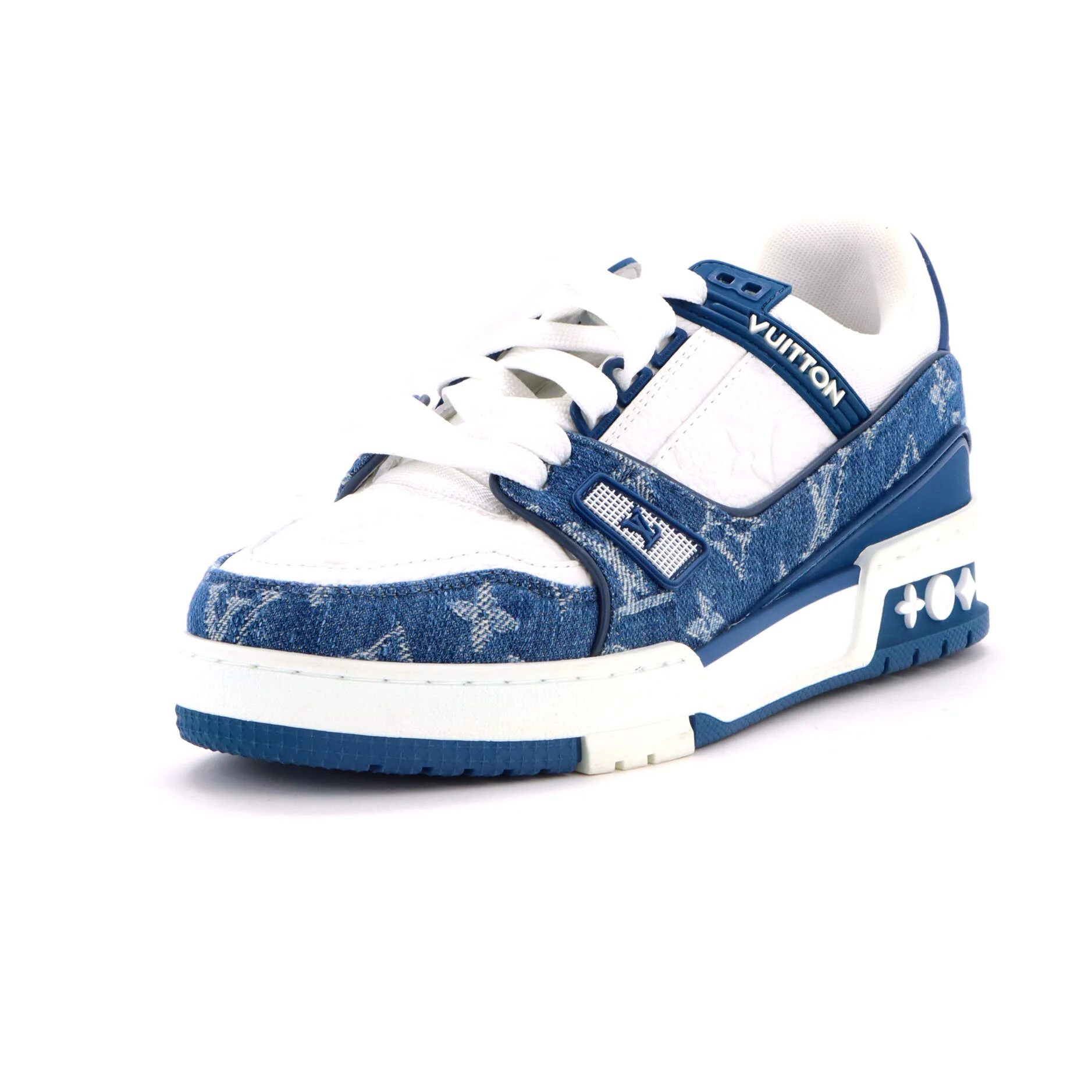 Women's LV Trainer Sneakers Monogram Empreinte Leather and Monogram Denim
