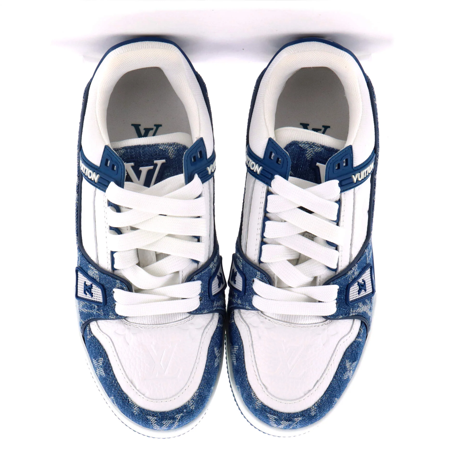 Women's LV Trainer Sneakers Monogram Empreinte Leather and Monogram Denim - Image 2