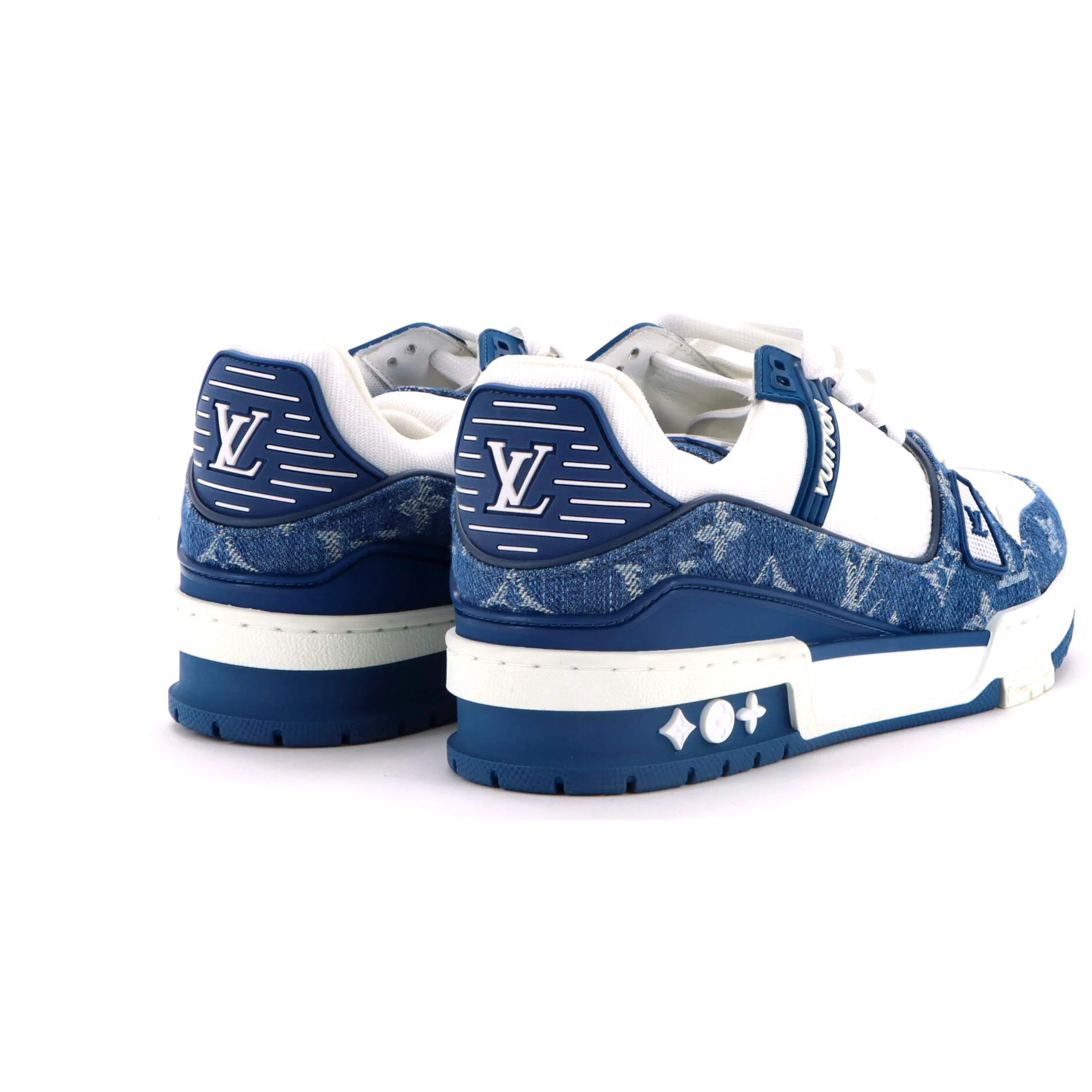 Women's LV Trainer Sneakers Monogram Empreinte Leather and Monogram Denim - Image 3