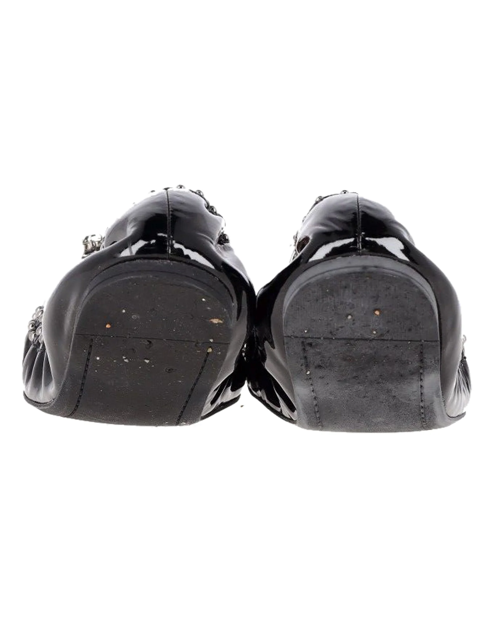 Women's Miu Miu Embellished Ballerinas in Black Patent Leather - Image 4