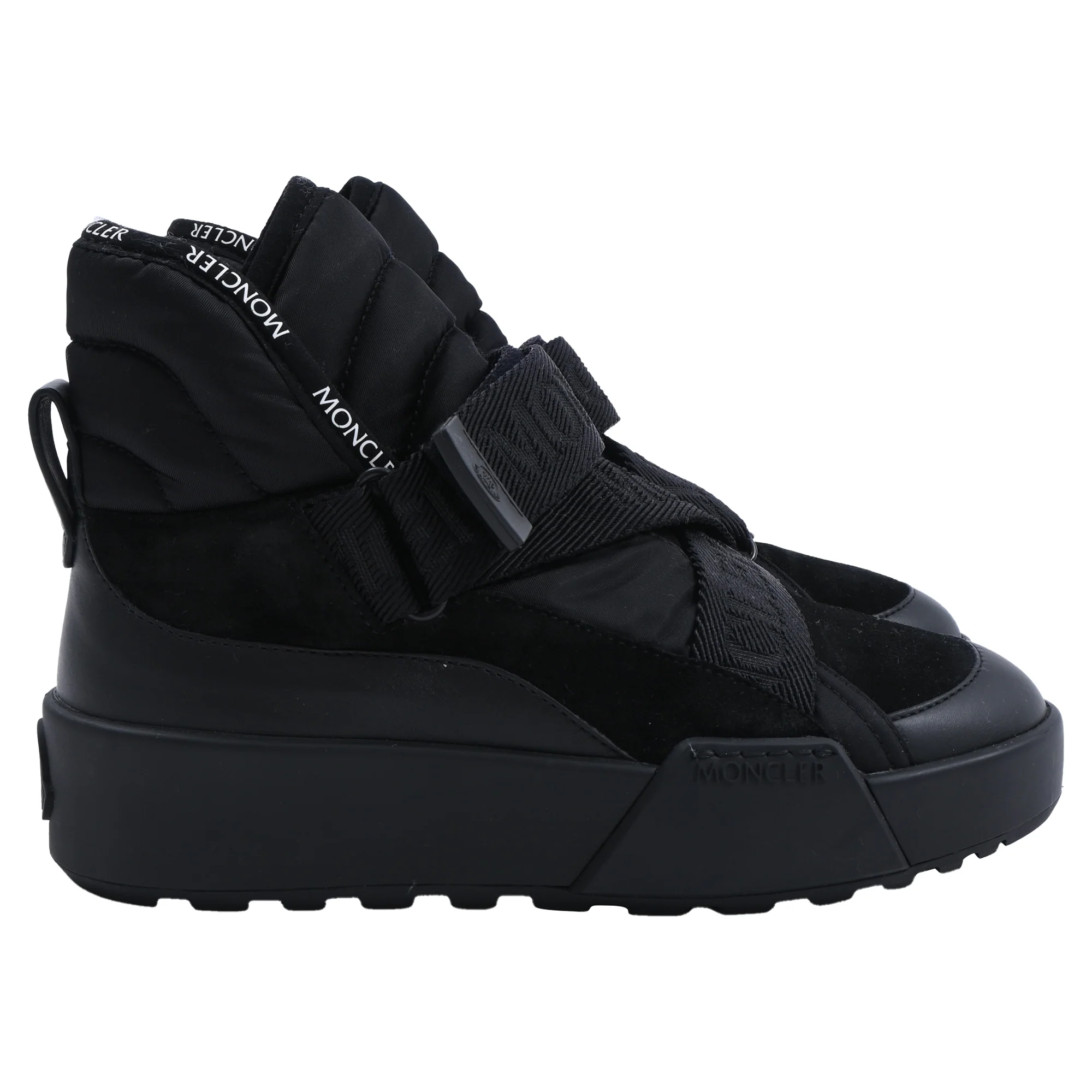 Women's Moncler Cross Promyx Quilted High-Top Sneakers in Black Suede