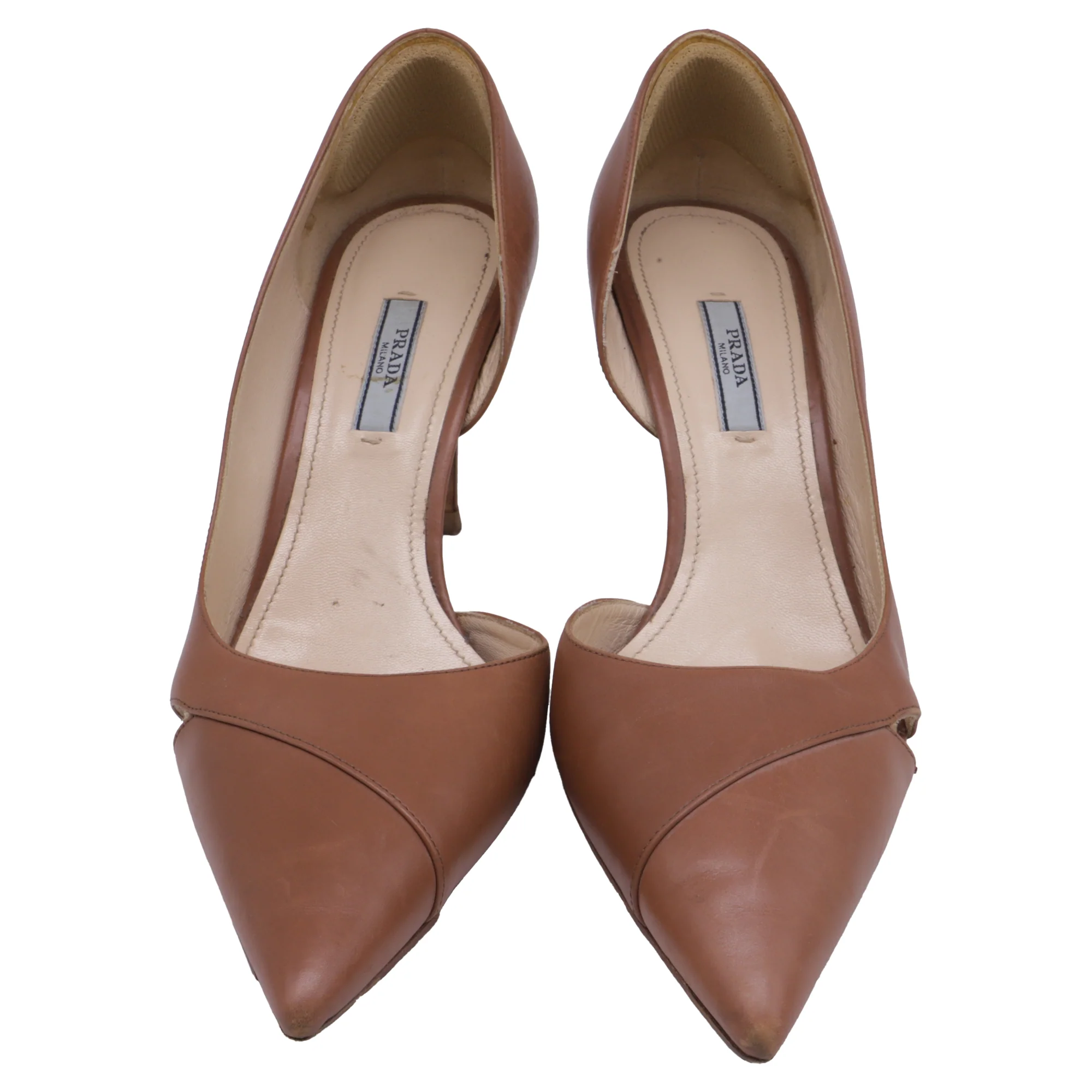 Women's Prada Pointed-Toe D'Orsay Pumps in Brown Leather - Image 2