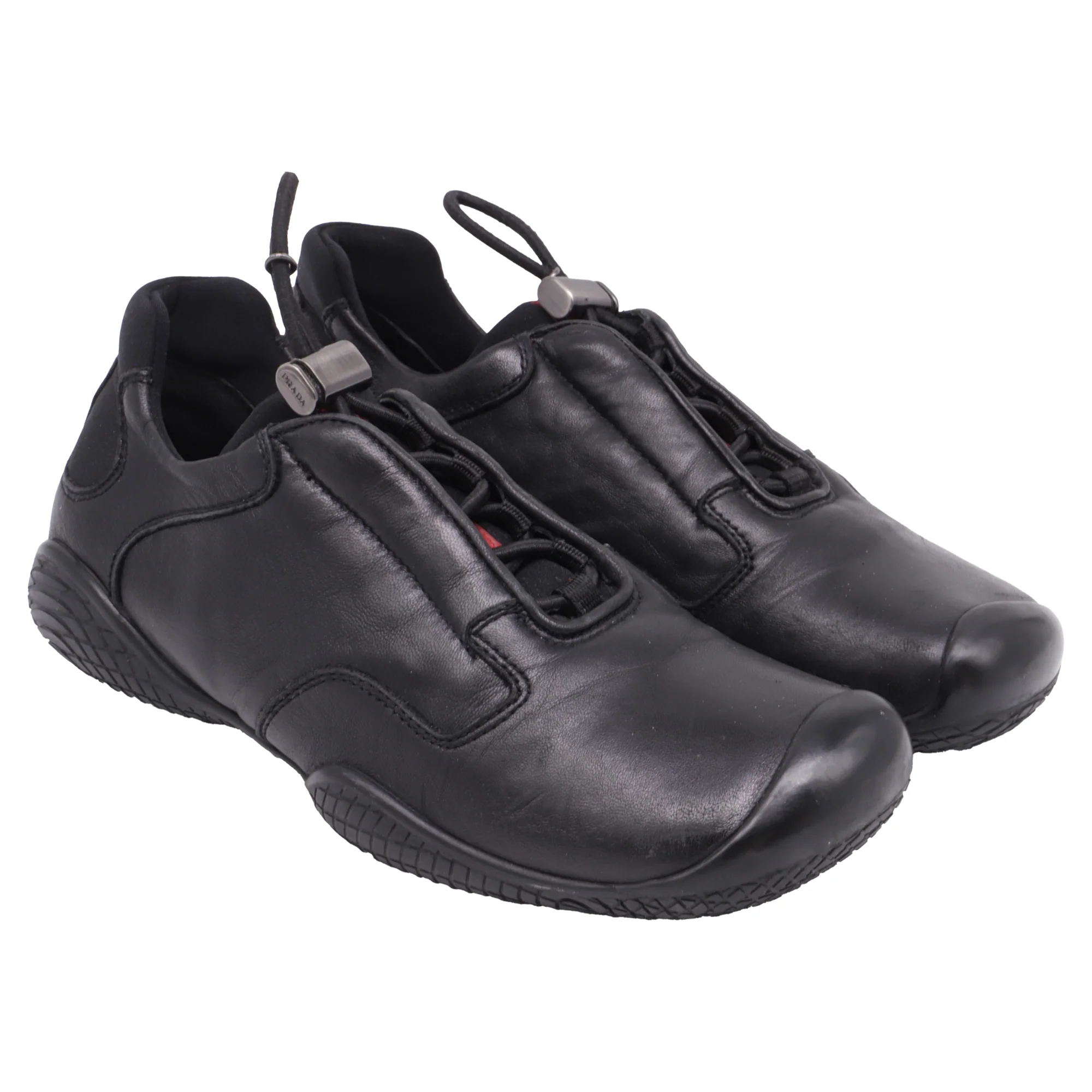 Women's Prada Sport Drawstring Sneakers in Black Leather - Image 3
