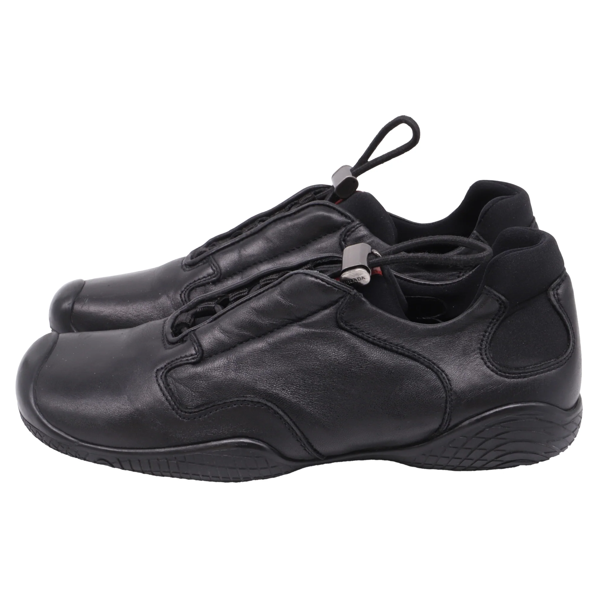 Women's Prada Sport Drawstring Sneakers in Black Leather - Image 4