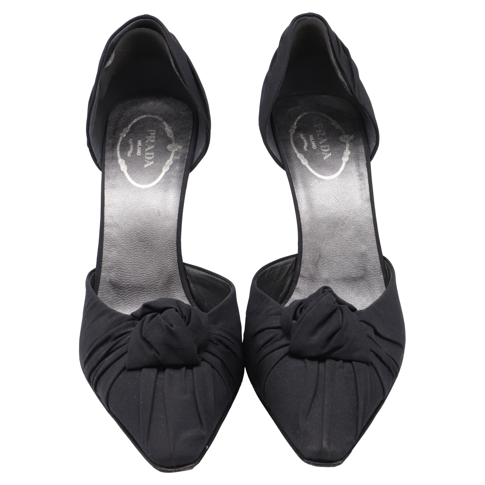 Women's Prada Twisted Bow Front D'Orsay Pumps in Black Satin - Image 2