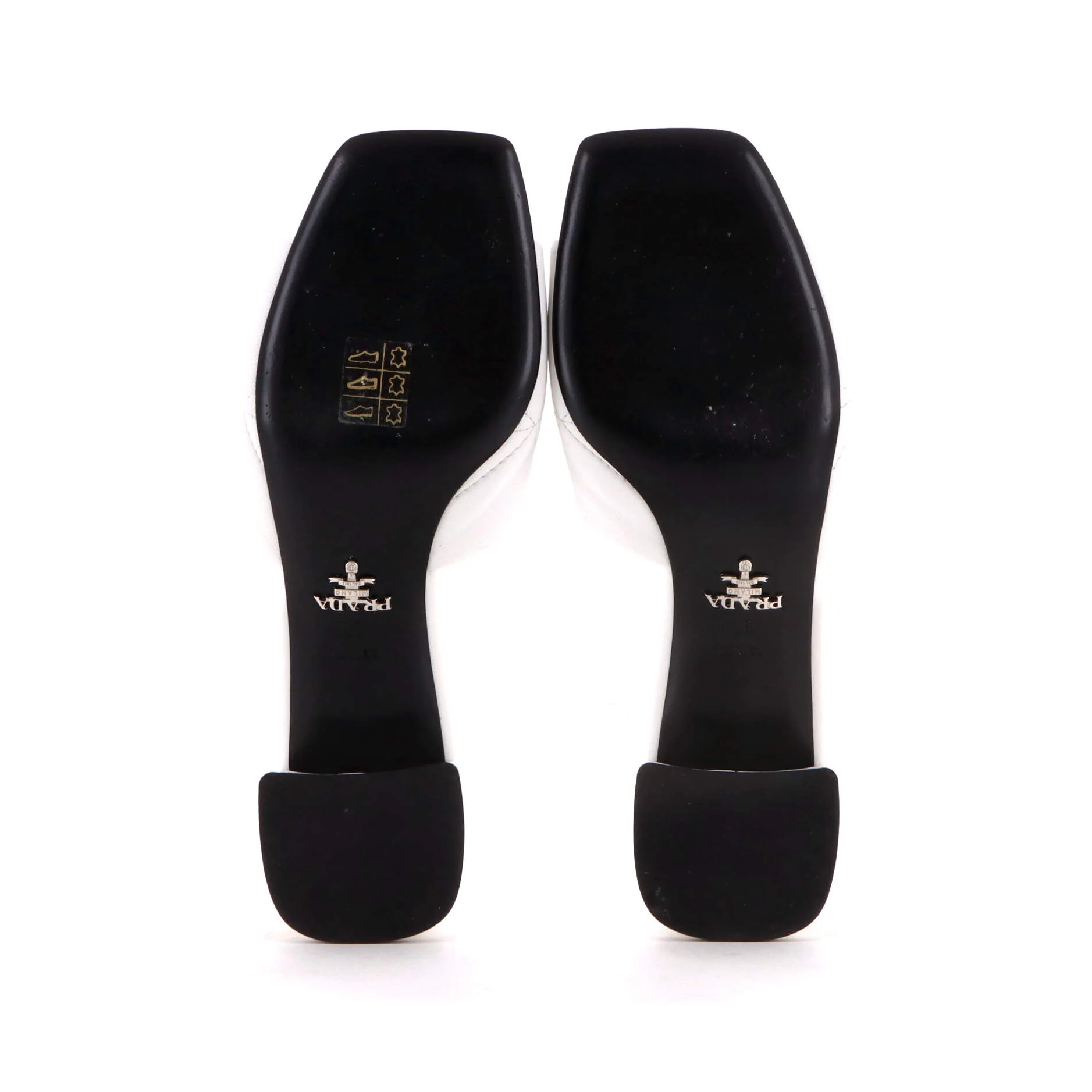 Women's Triangle Logo Block Heeled Mule Sandals Quilted Leather - Image 4