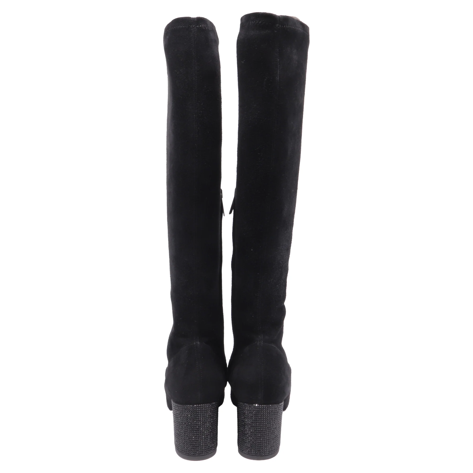 Women's René Caovilla Block-Heel Knee-High Boots in Black Suede - Image 5